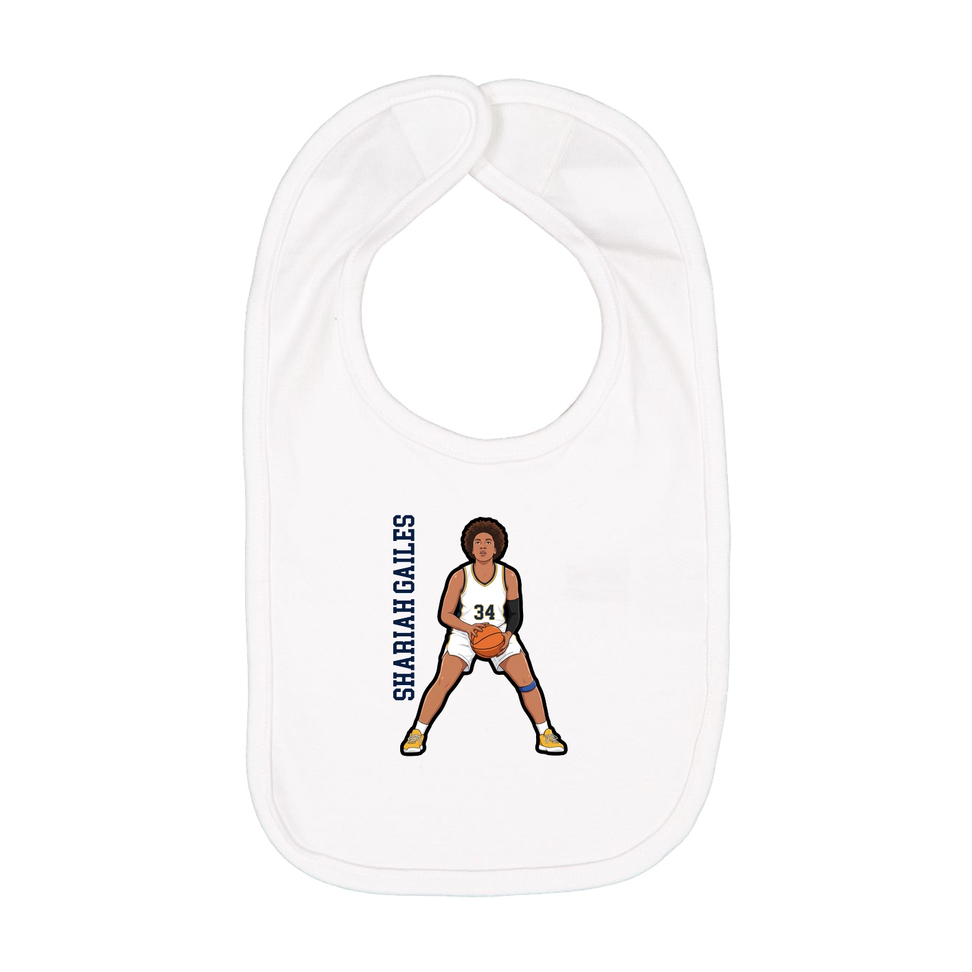 Infant Bib — Name Vertical in White
