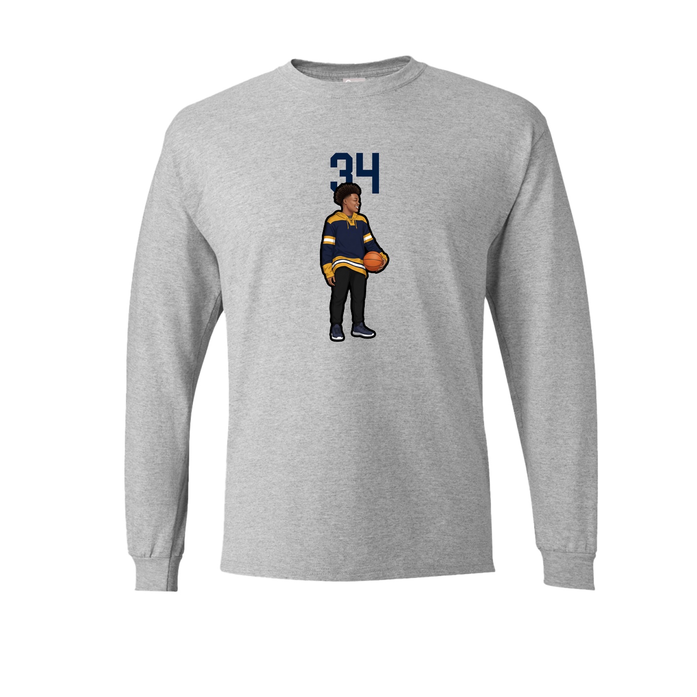 Long Sleeve Tee — Number Top in Grey