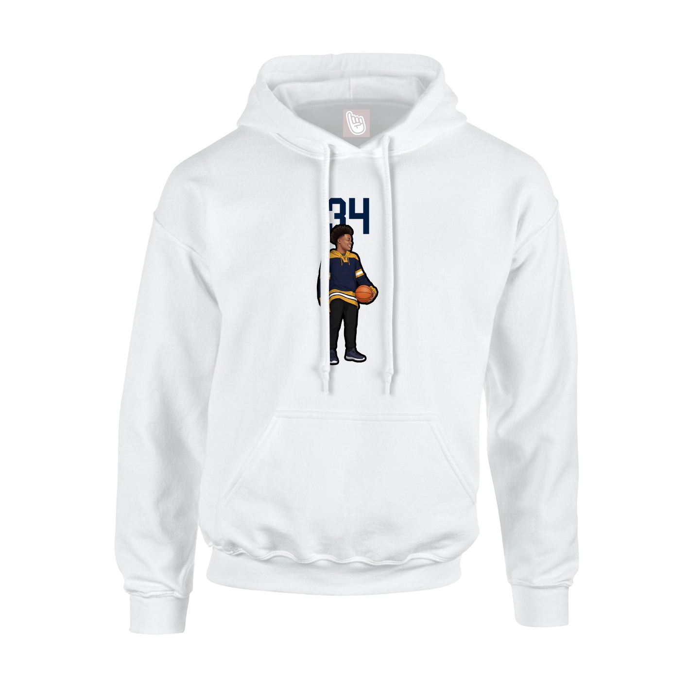 Youth Hoodie — Number Top in White