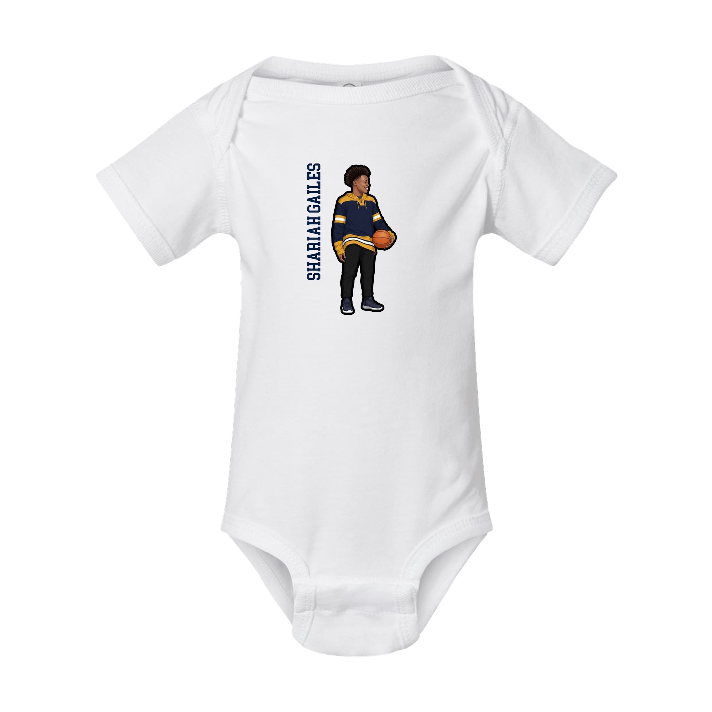 Baby Onesie — Name Vertical in White