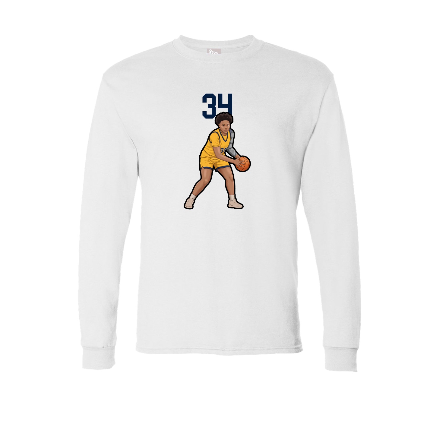 Long Sleeve Tee — Number Top in White