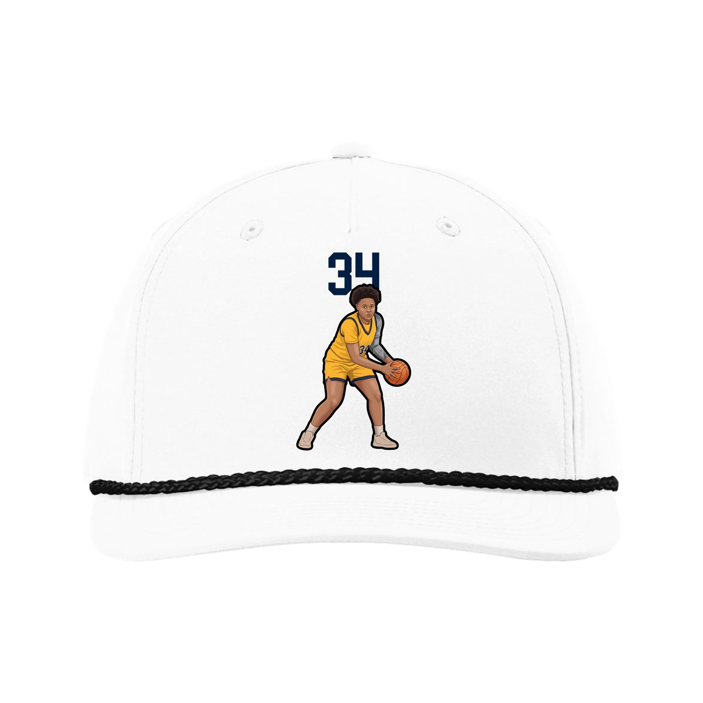 Five-Panel Classic Rope Cap — Number Top in White