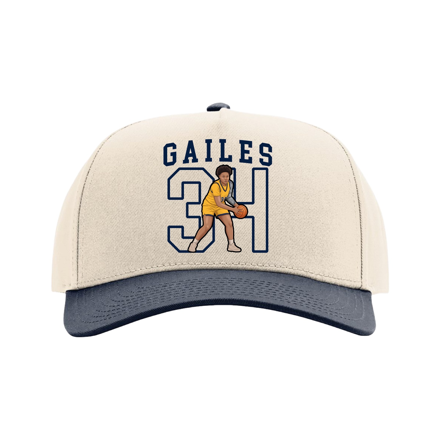 Full Fabric Five-Panel Champ Cap — Shirsey in Cream/Navy