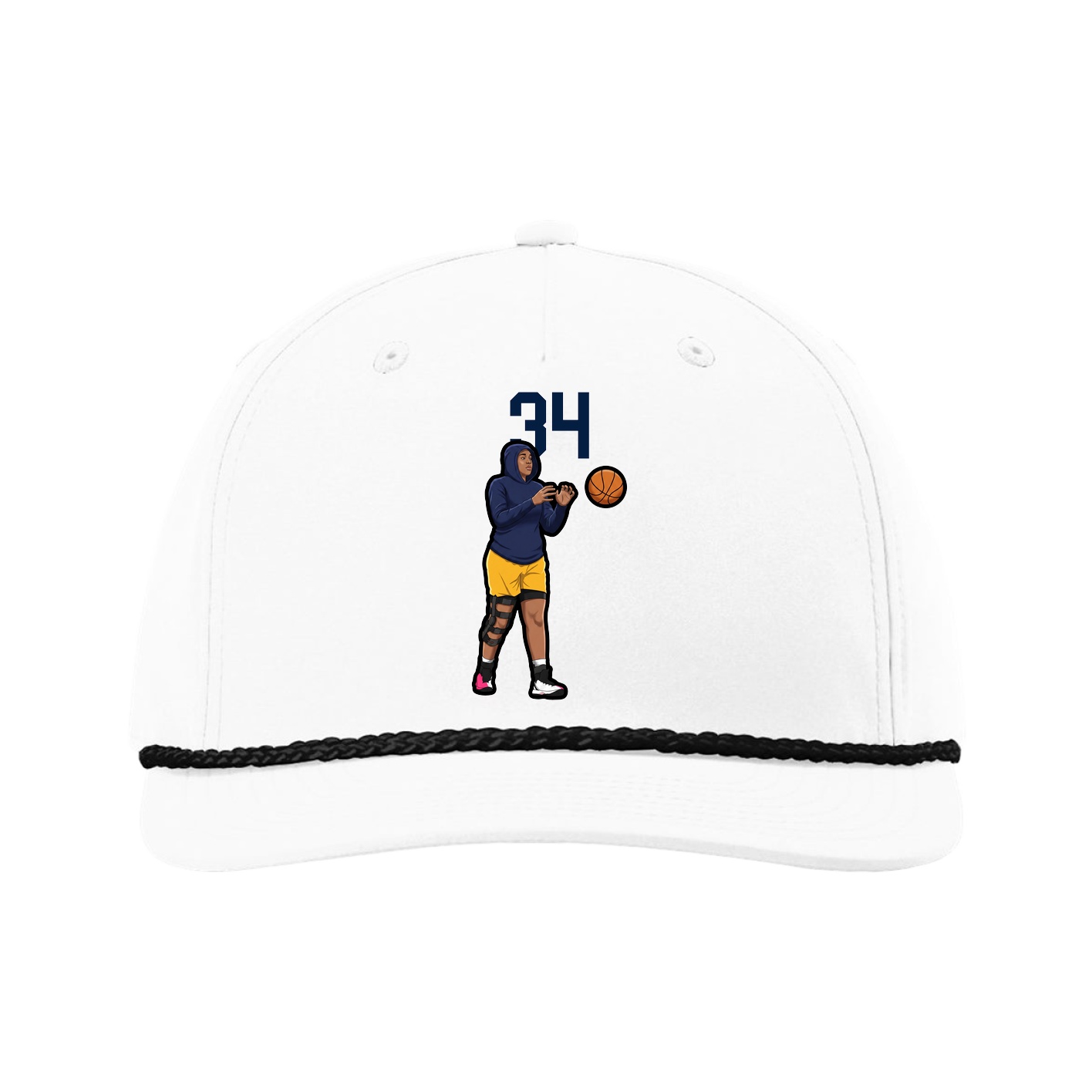Five-Panel Classic Rope Cap — Number Top in White