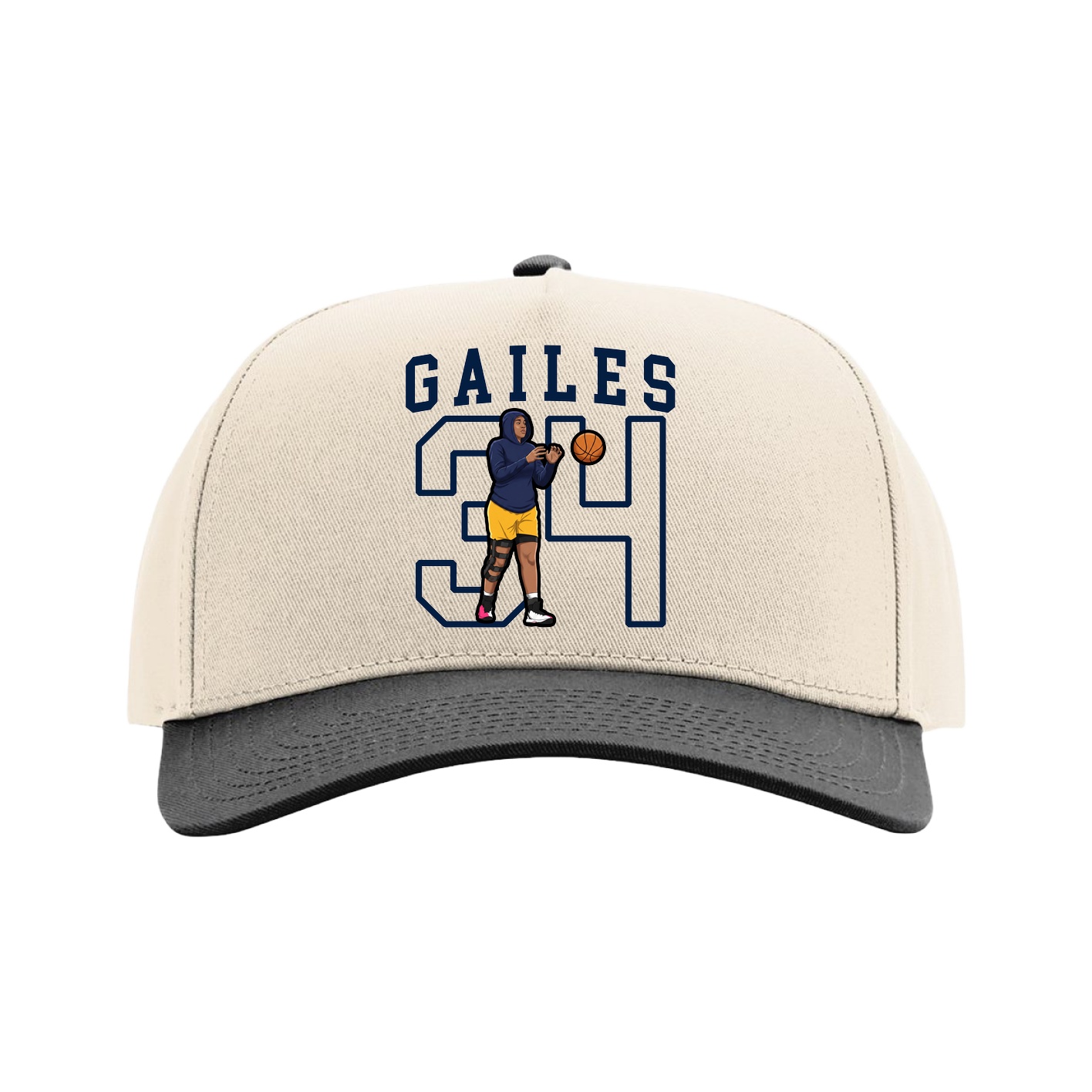 Full Fabric Five-Panel Champ Cap — Shirsey in Cream/Black