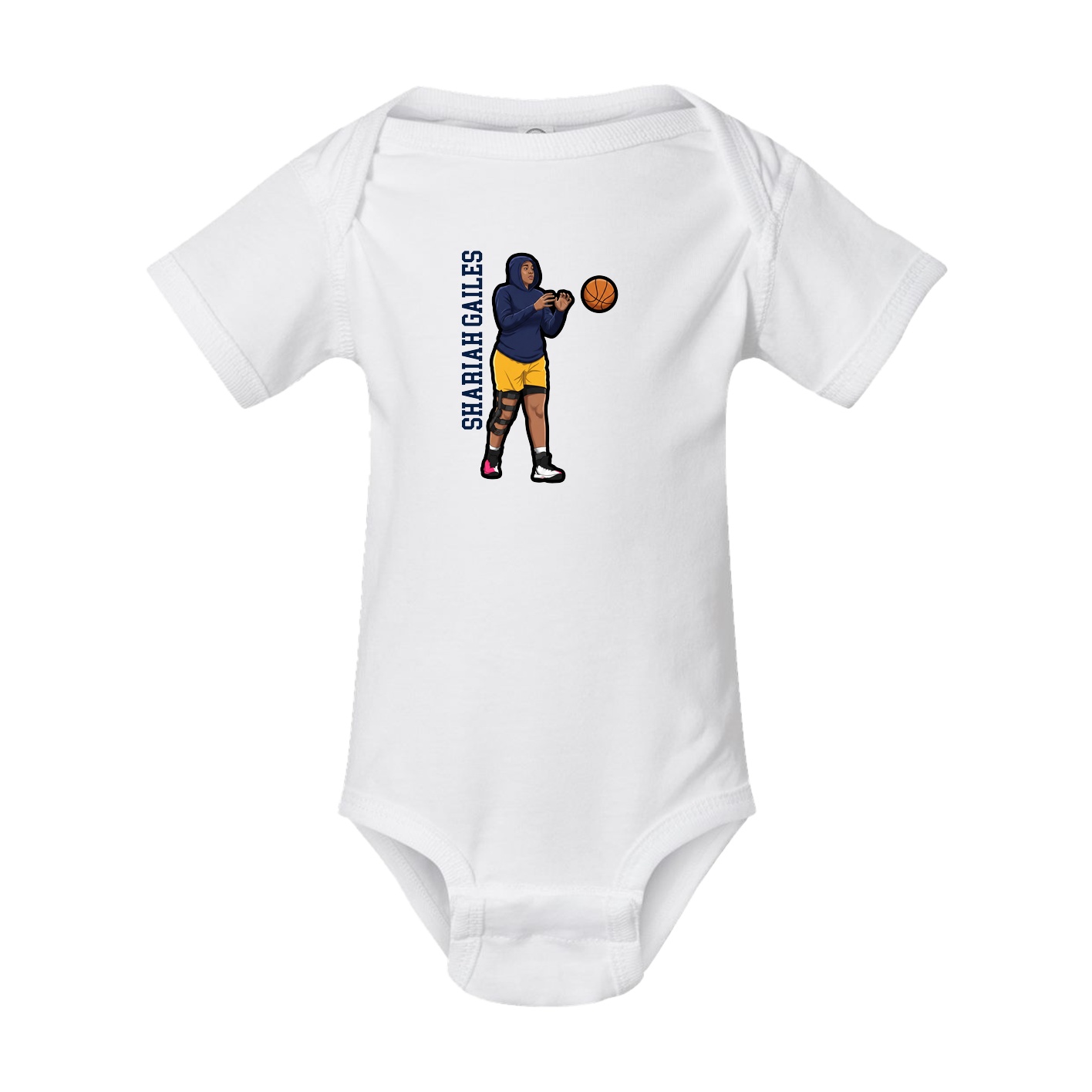 Baby Onesie — Name Vertical in White