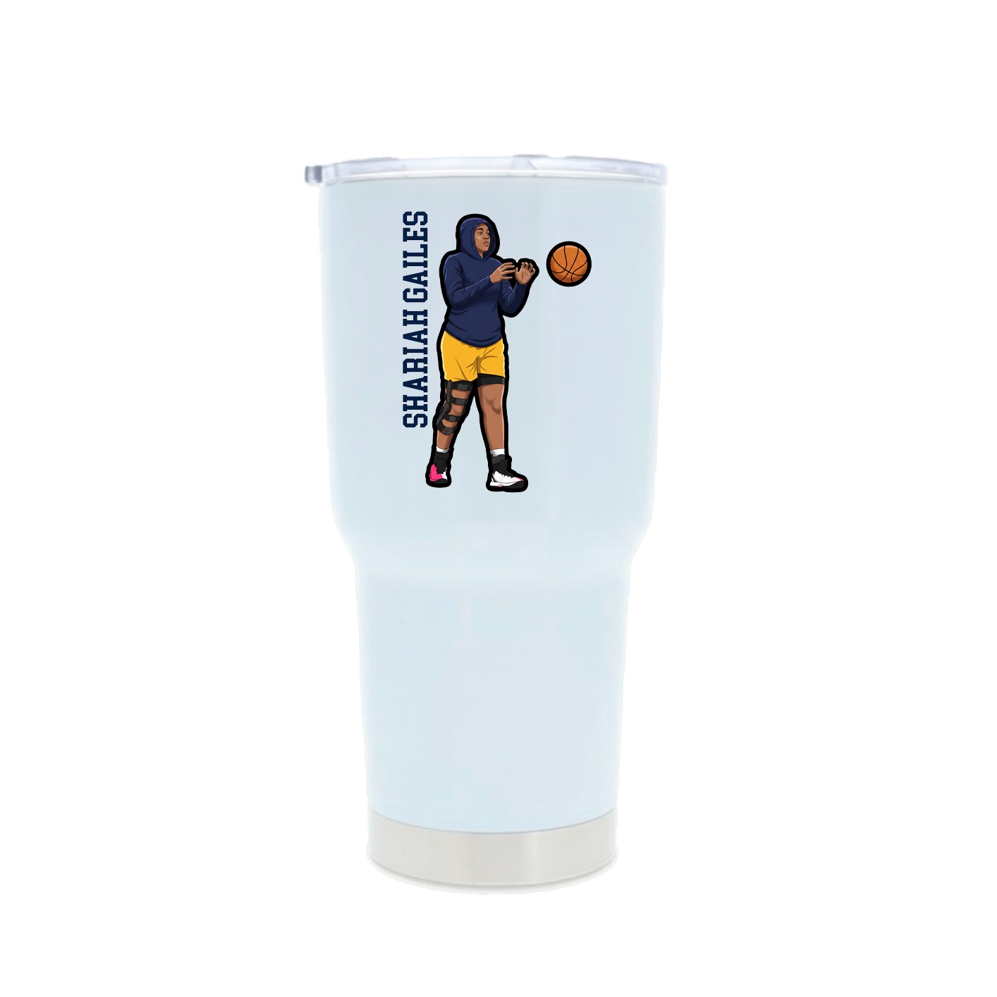 30oz Stainless Steel Tumbler — Name Vertical in White
