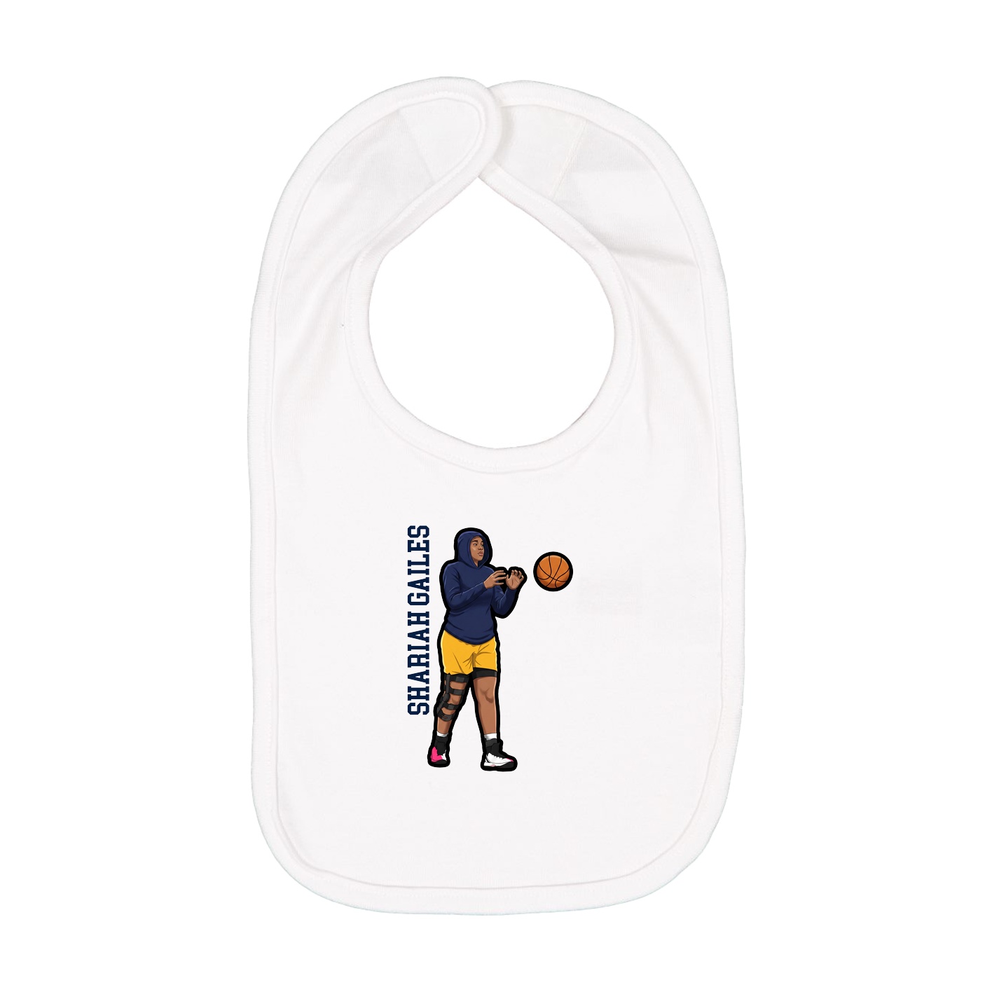 Infant Bib — Name Vertical in White