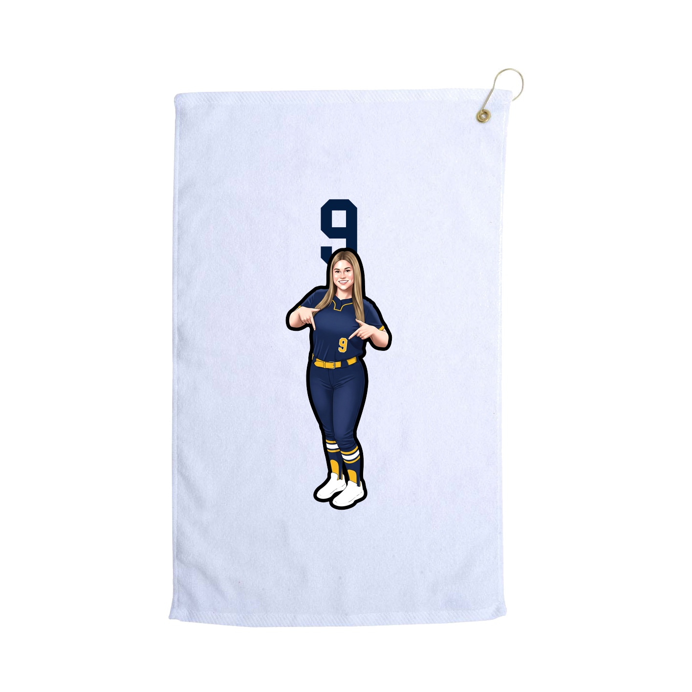 Golf Towel — Number Top in White