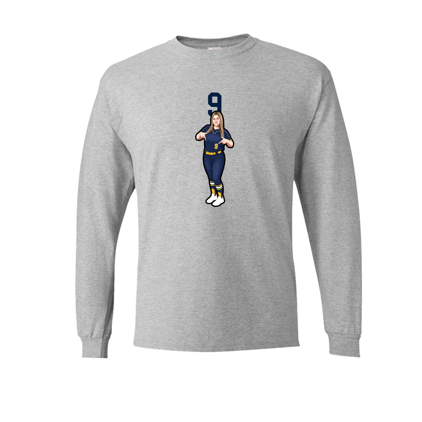 Long Sleeve Tee — Number Top in Grey