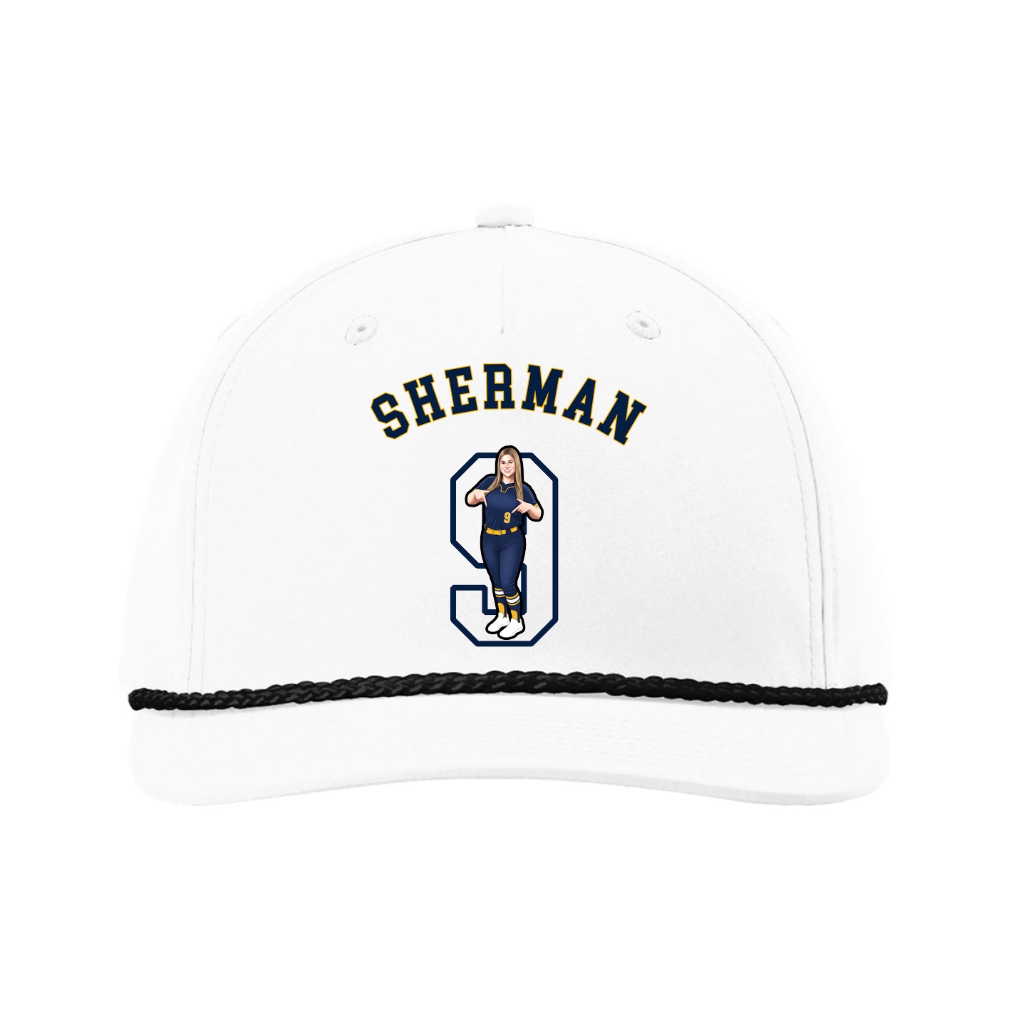 Five-Panel Classic Rope Cap — Shirsey Arch in White