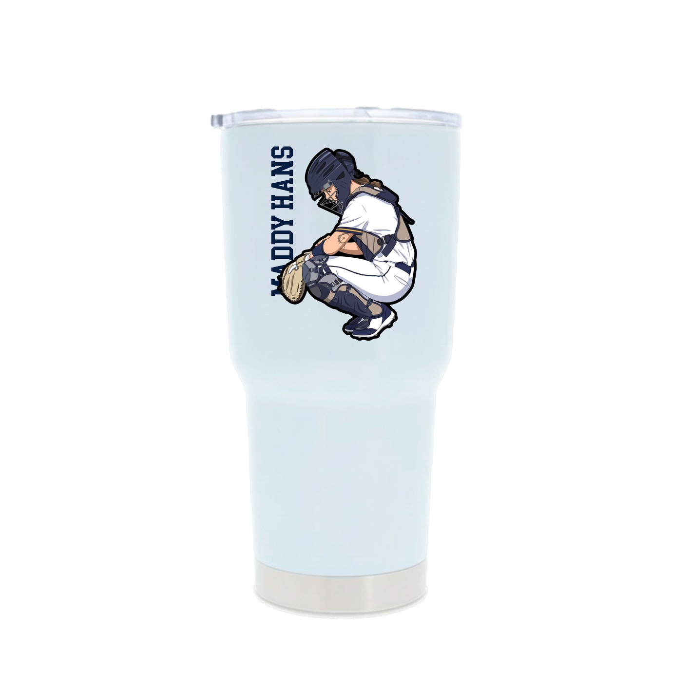 30oz Stainless Steel Tumbler — Name Vertical in White