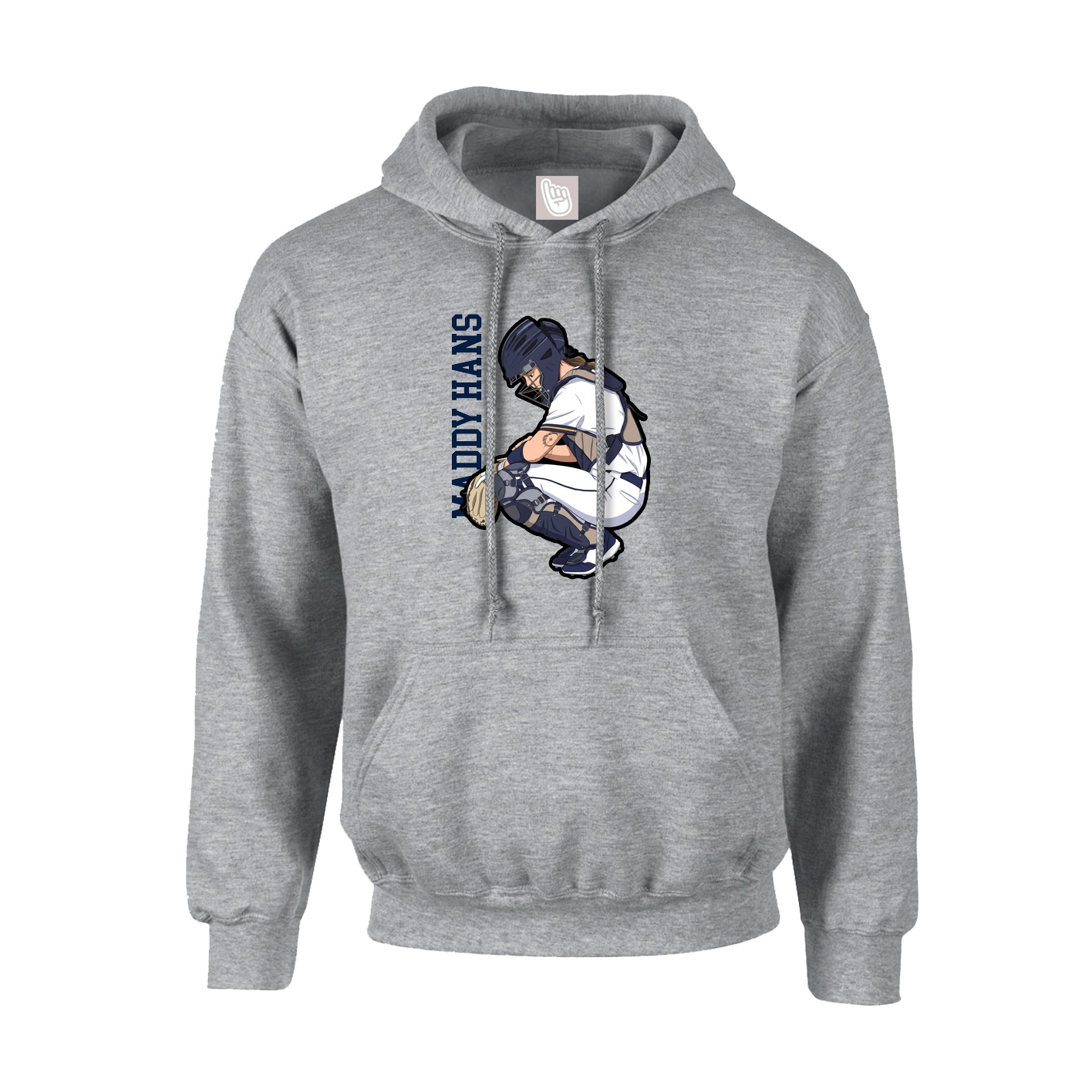 Hoodie — Name Vertical in Grey