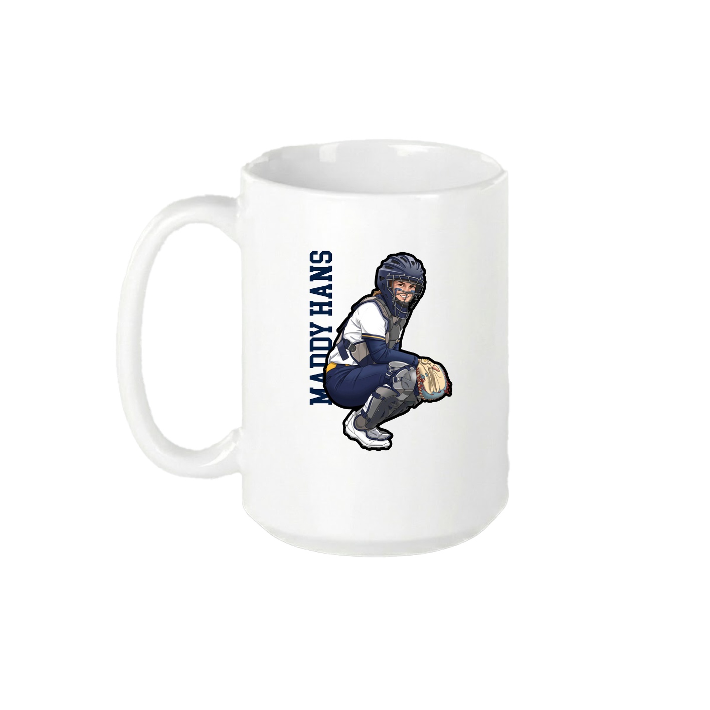 15oz Coffee Mug — Name Vertical in White