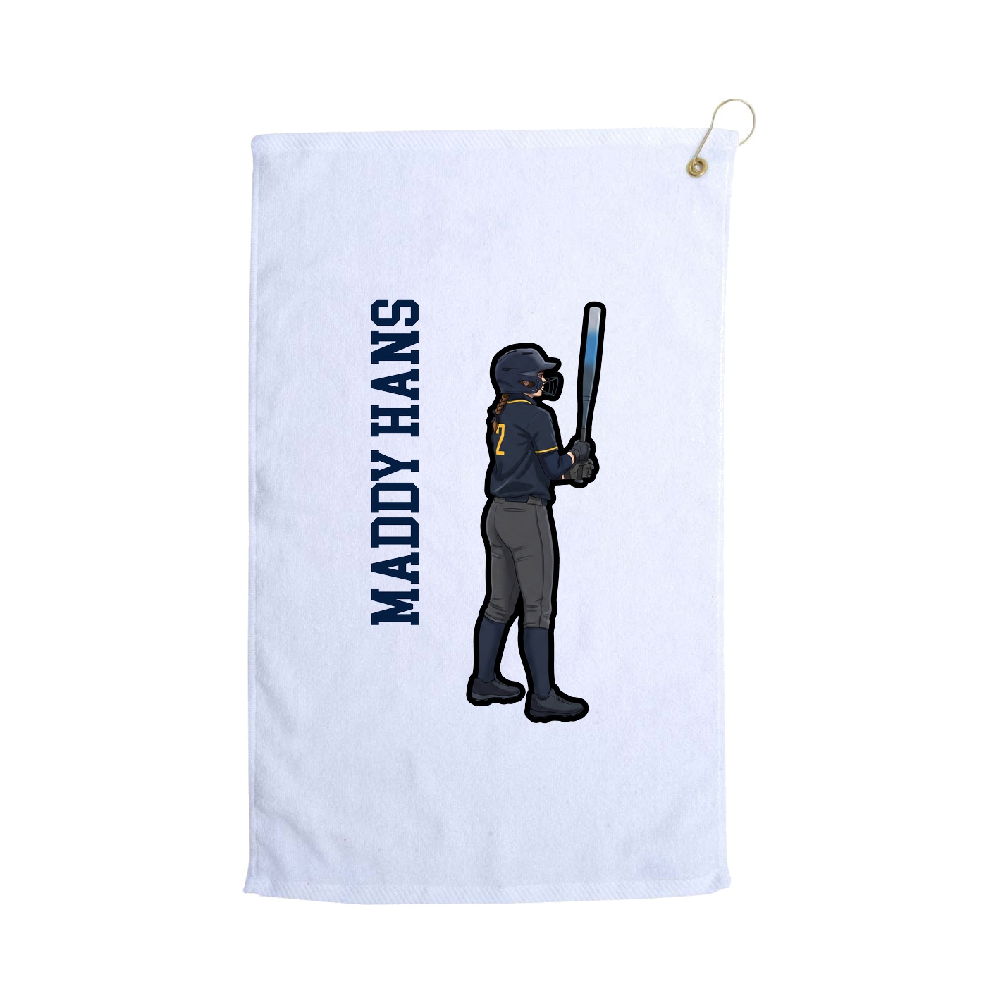Golf Towel — Name Vertical in White