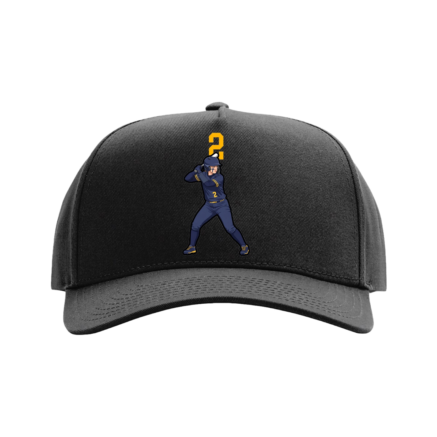 Full Fabric Five-Panel Champ Cap — Number Top in Black