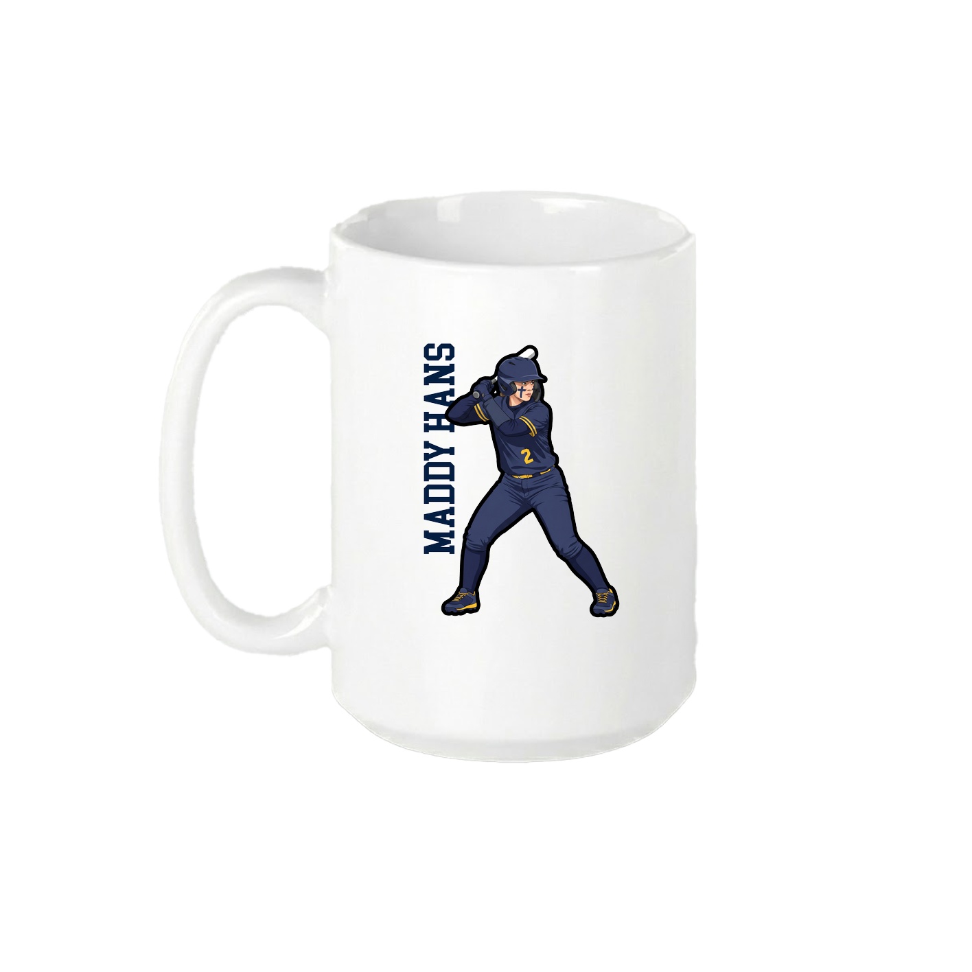 15oz Coffee Mug — Name Vertical in White