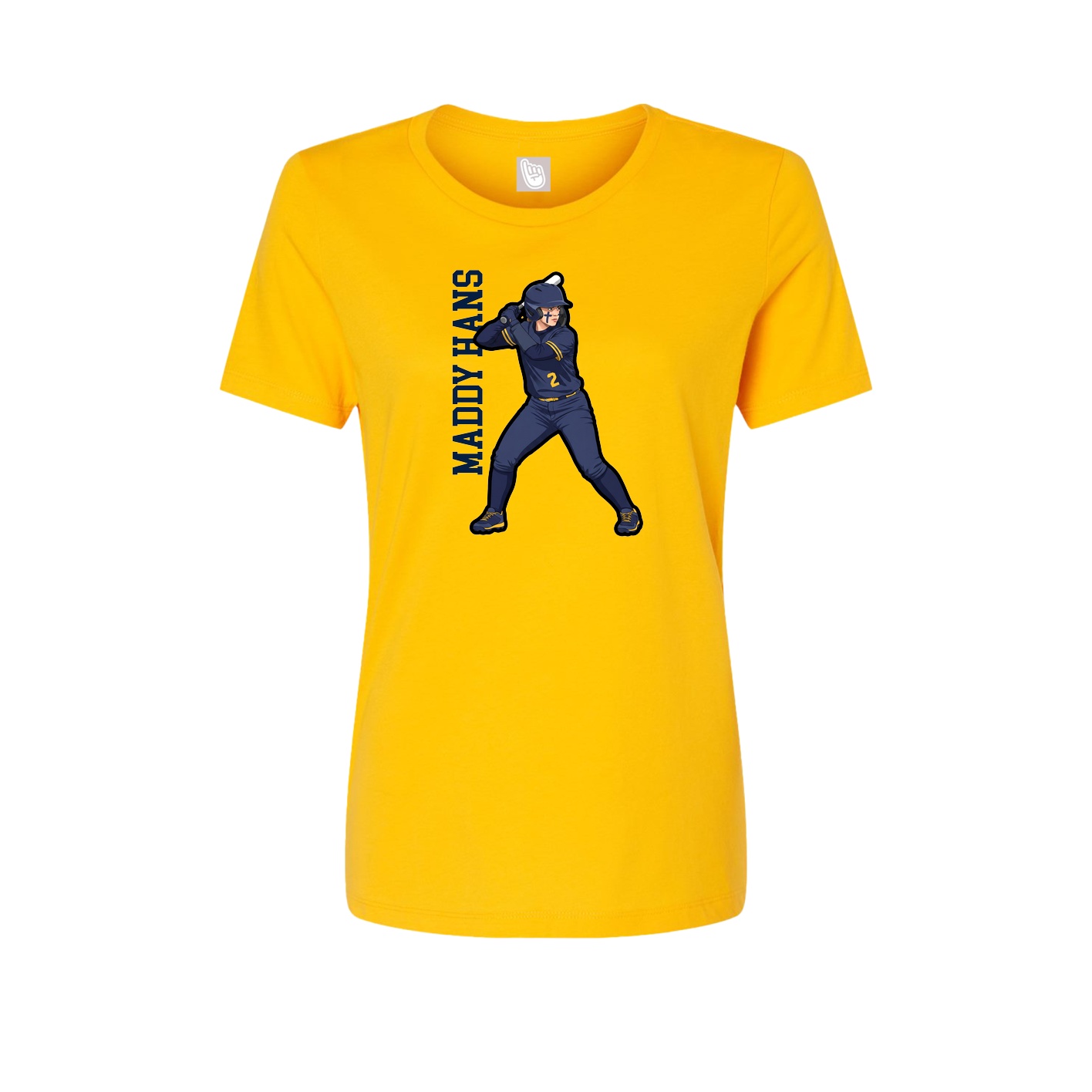 Fitted Women's Tee — Name Vertical in Gold