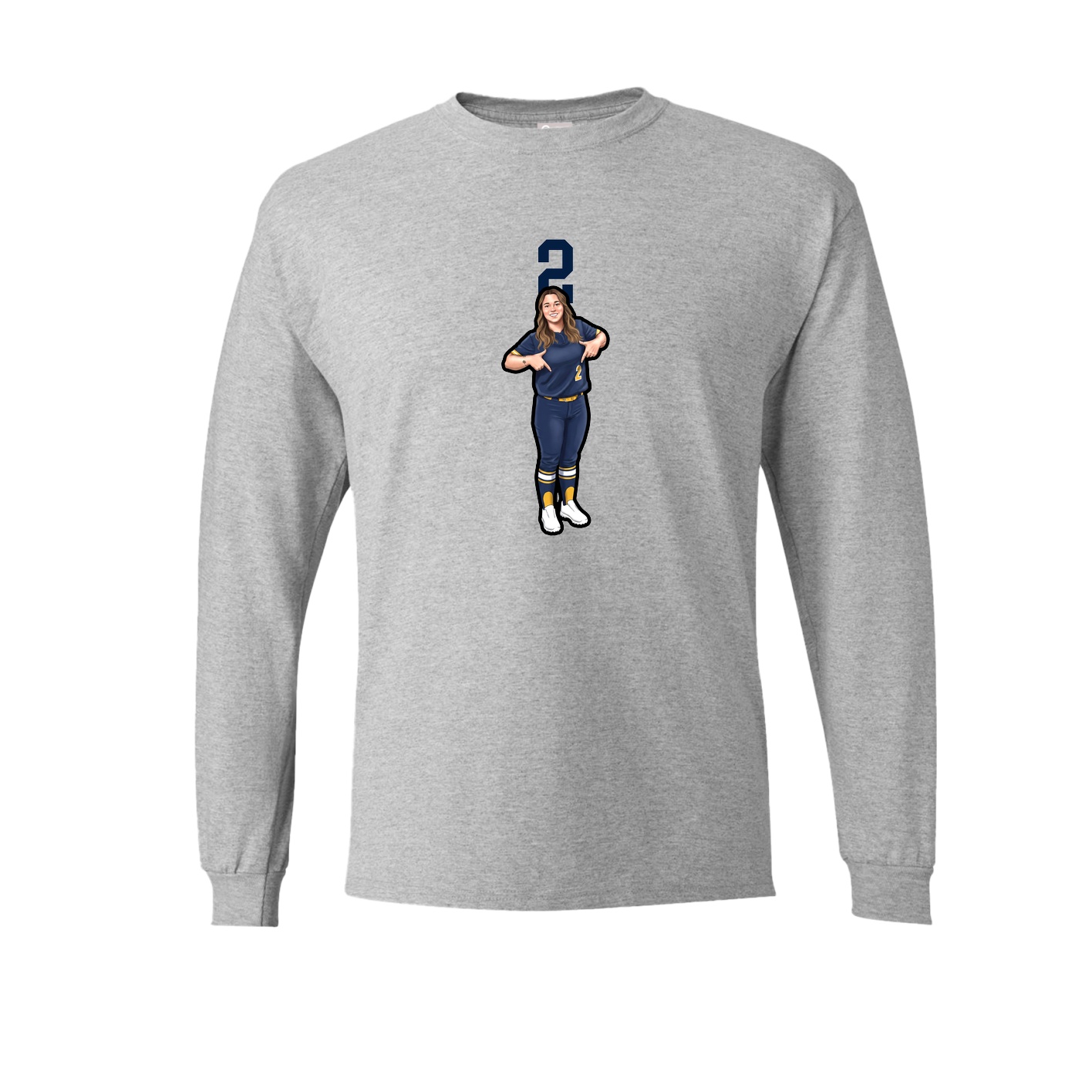 Long Sleeve Tee — Number Top in Grey