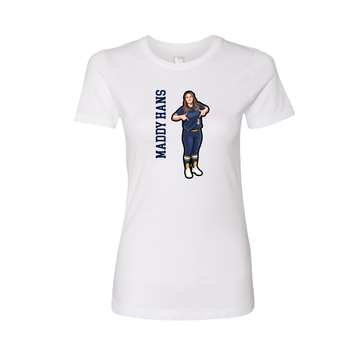 Fitted Women's Tee — Name Vertical in White