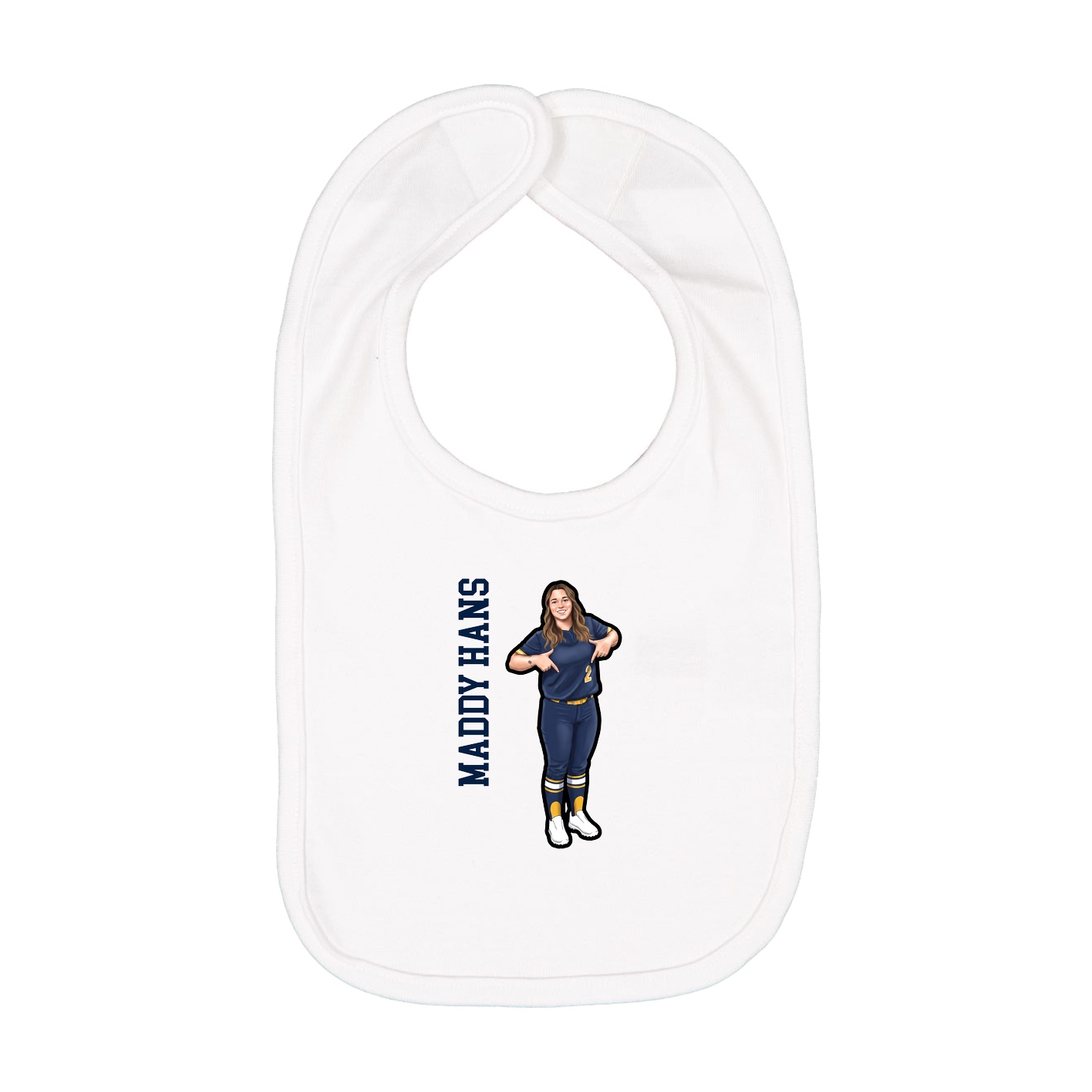 Infant Bib — Name Vertical in White