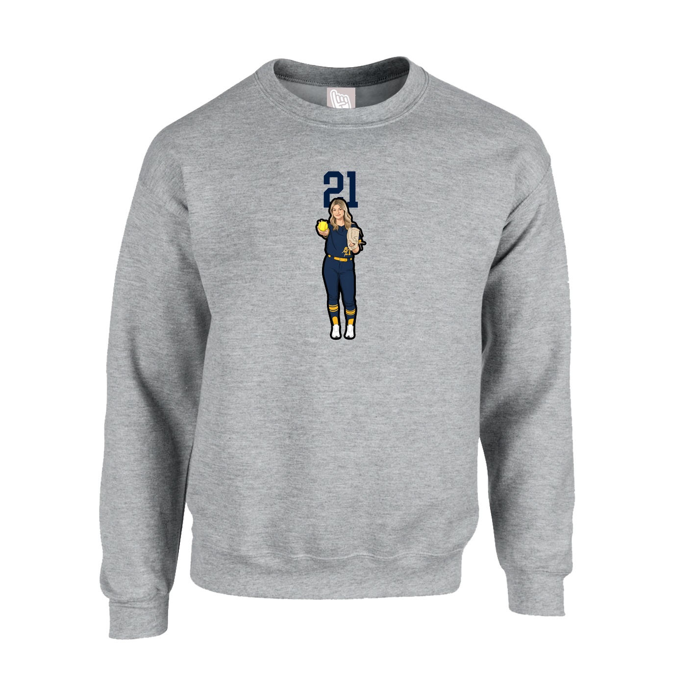 Fleece Crew — Number Top in Grey