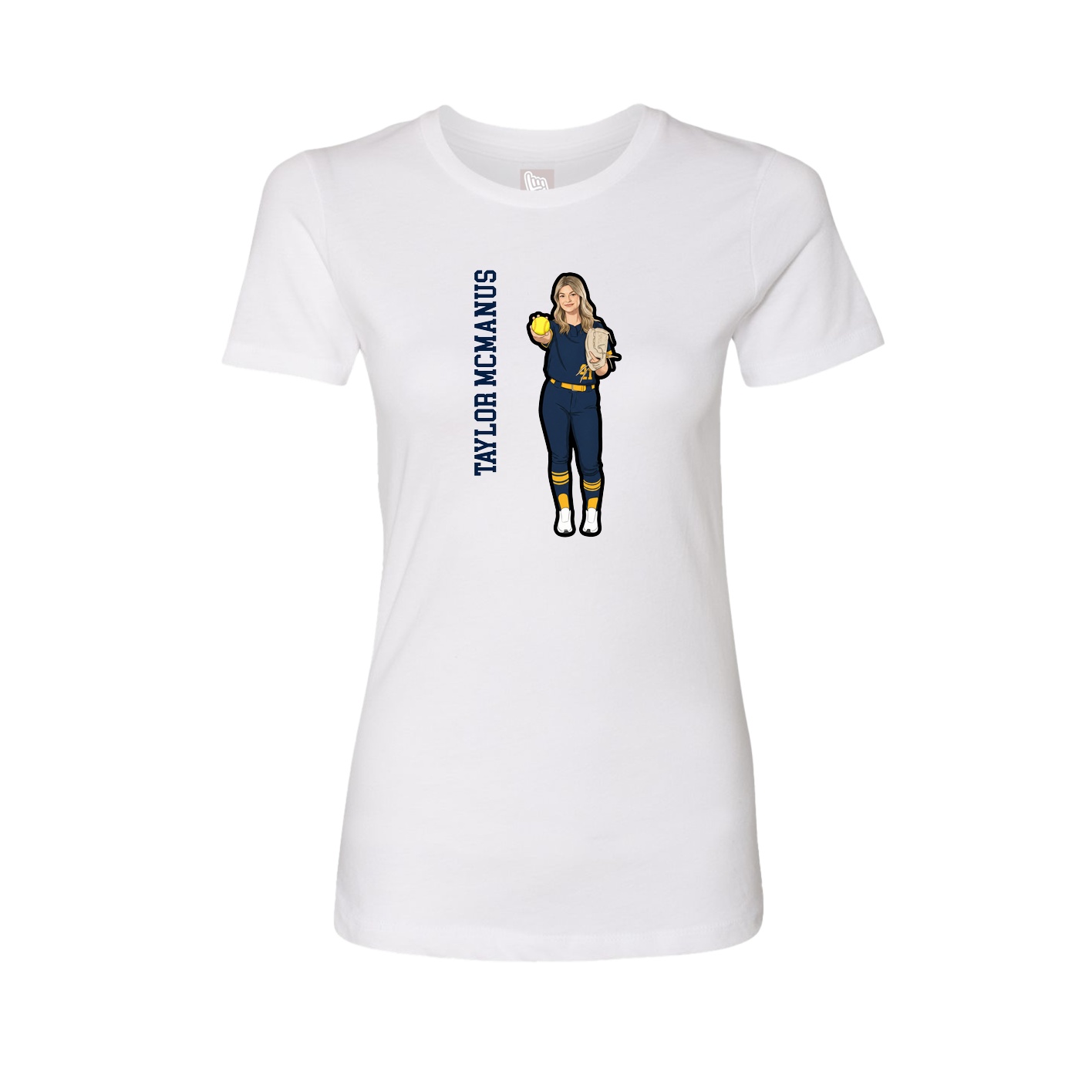 Fitted Women's Tee — Name Vertical in White