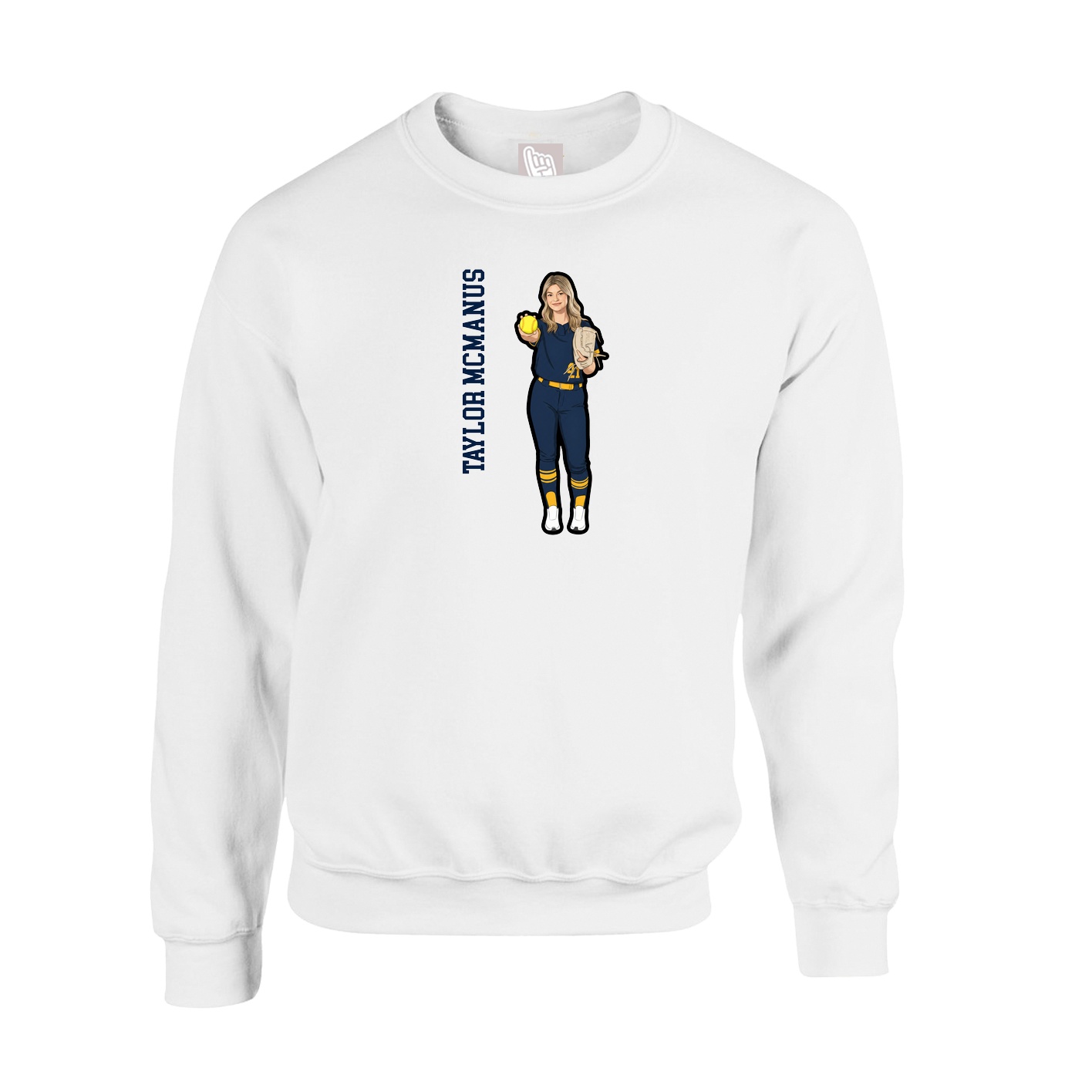 Fleece Crew — Name Vertical in White