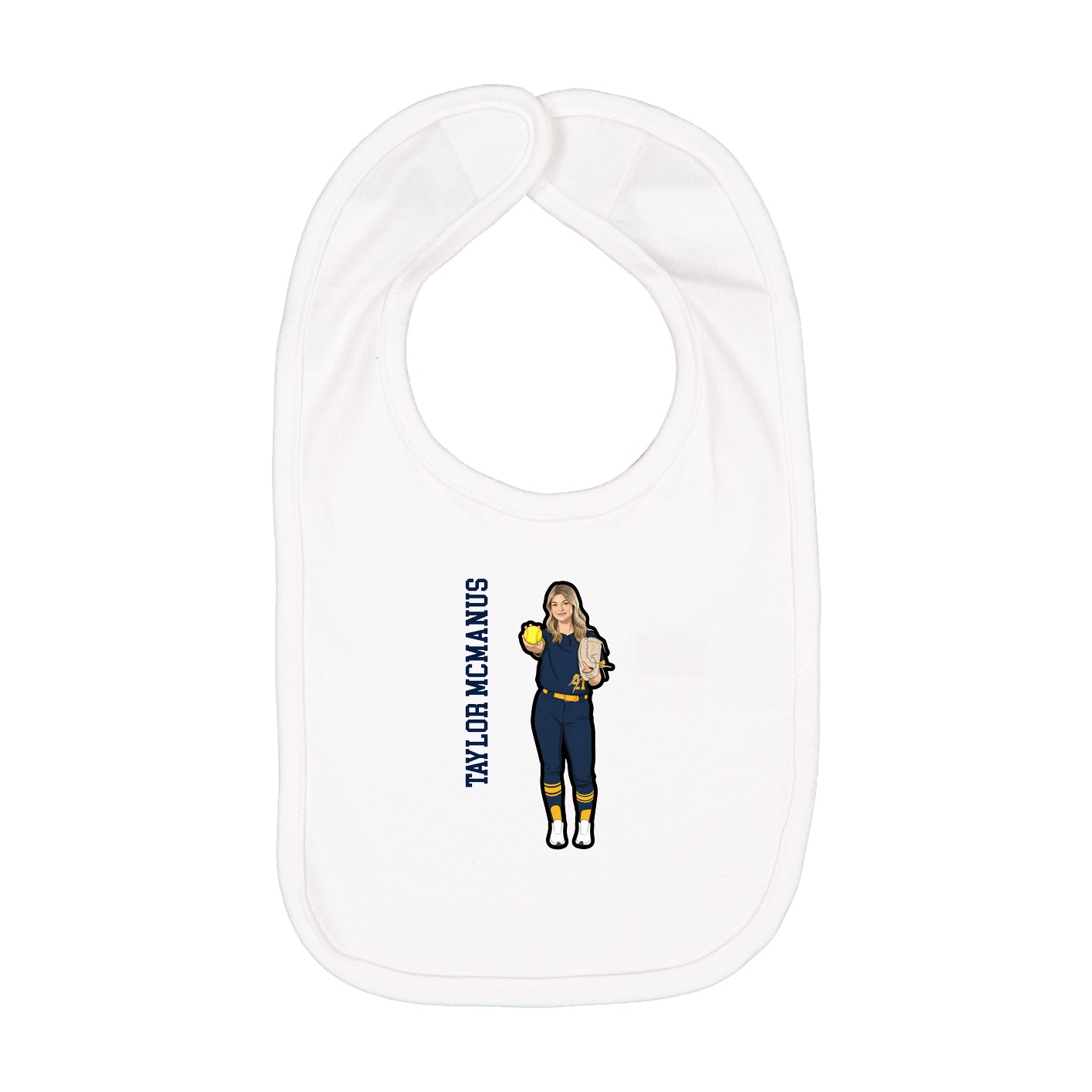 Infant Bib — Name Vertical in White