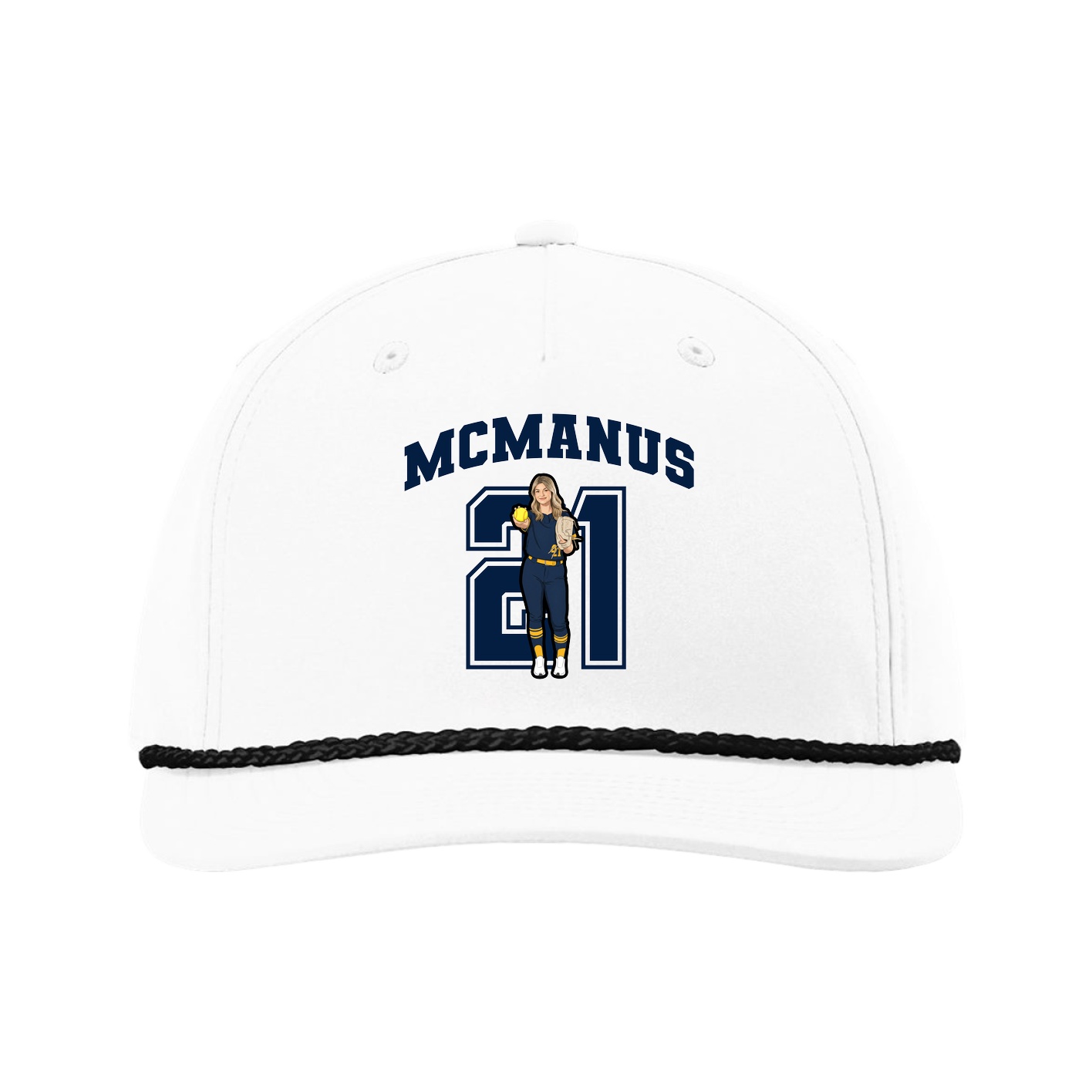 Five-Panel Classic Rope Cap — Number in White