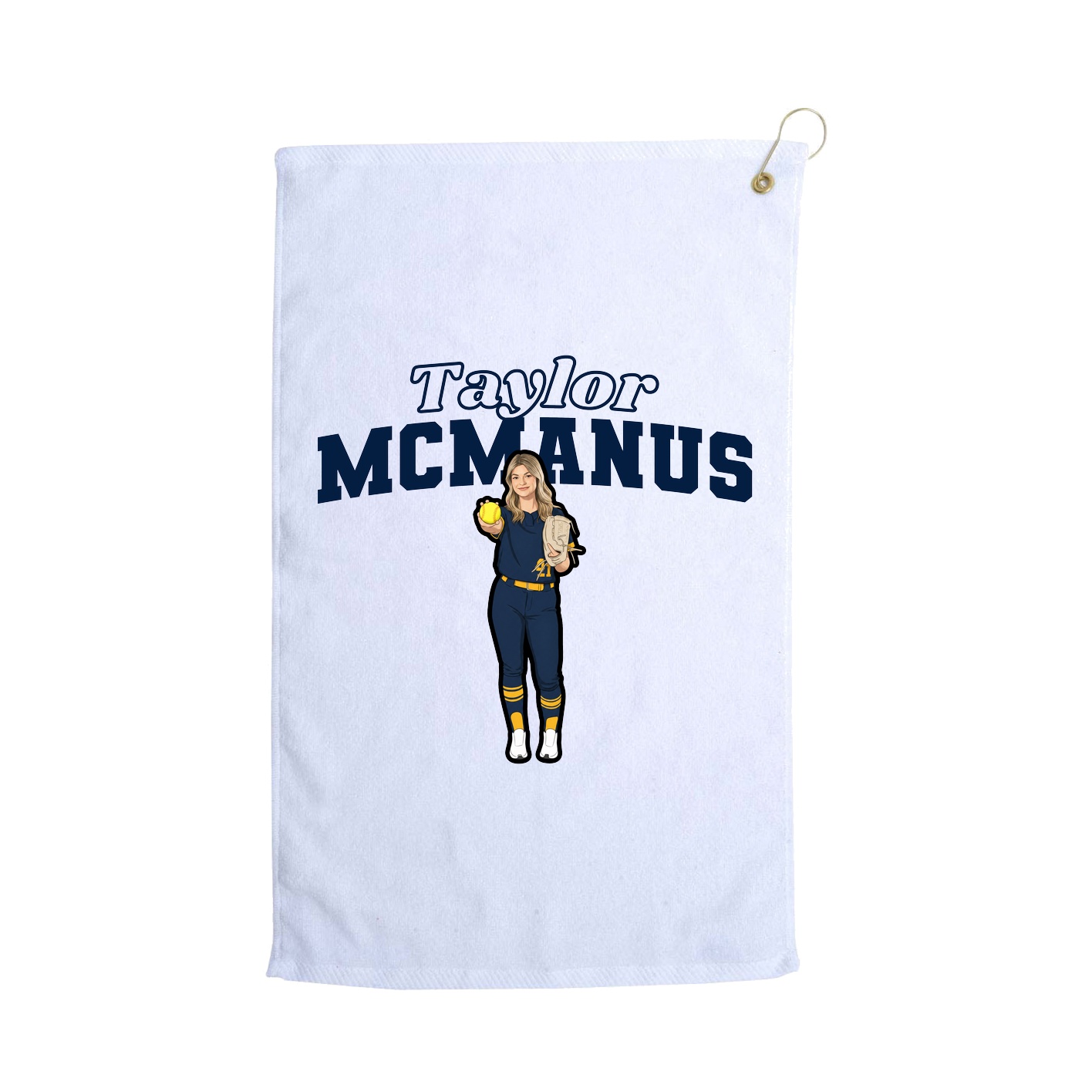 Golf Towel — Name Arch in White