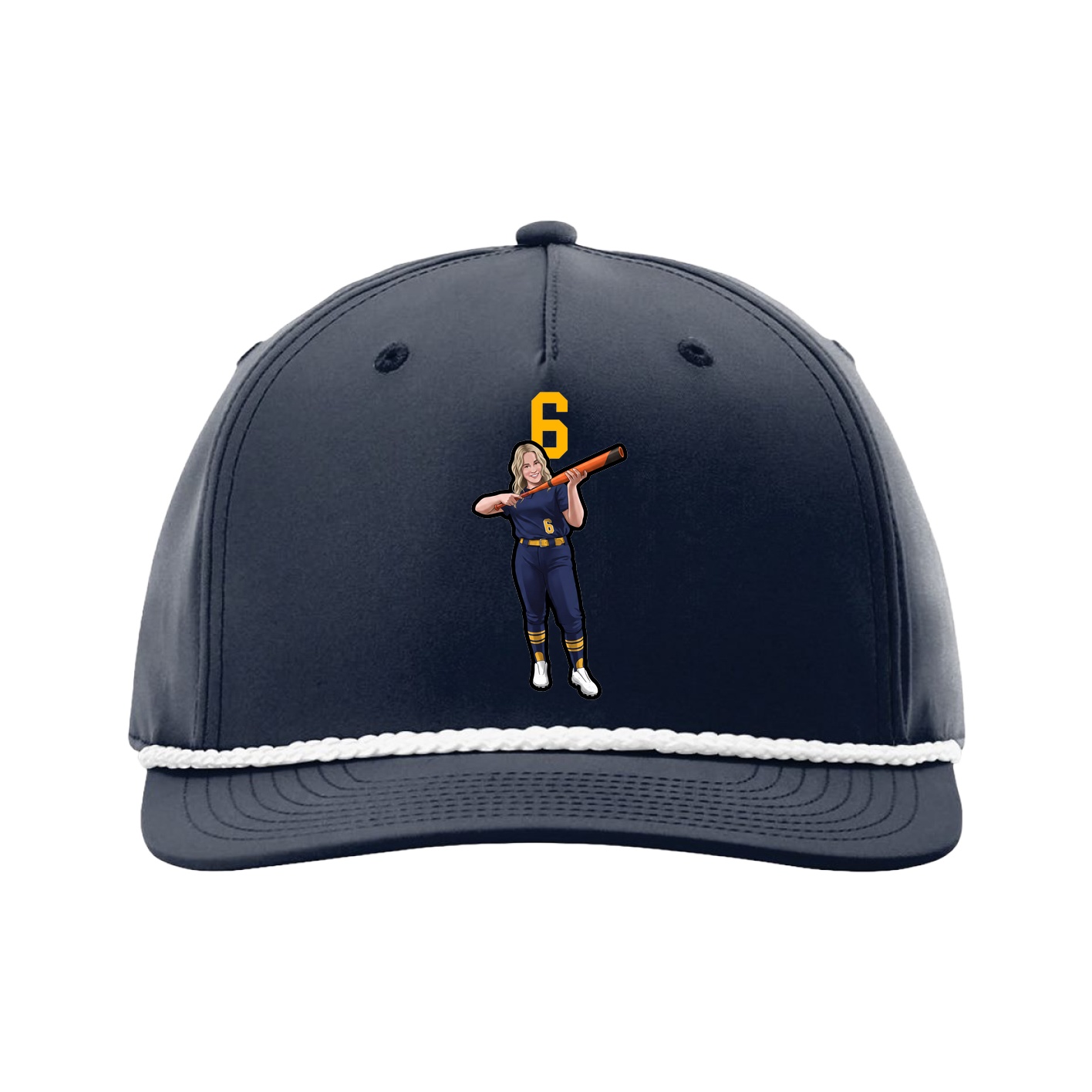 Five-Panel Classic Rope Cap — Number Top in Navy