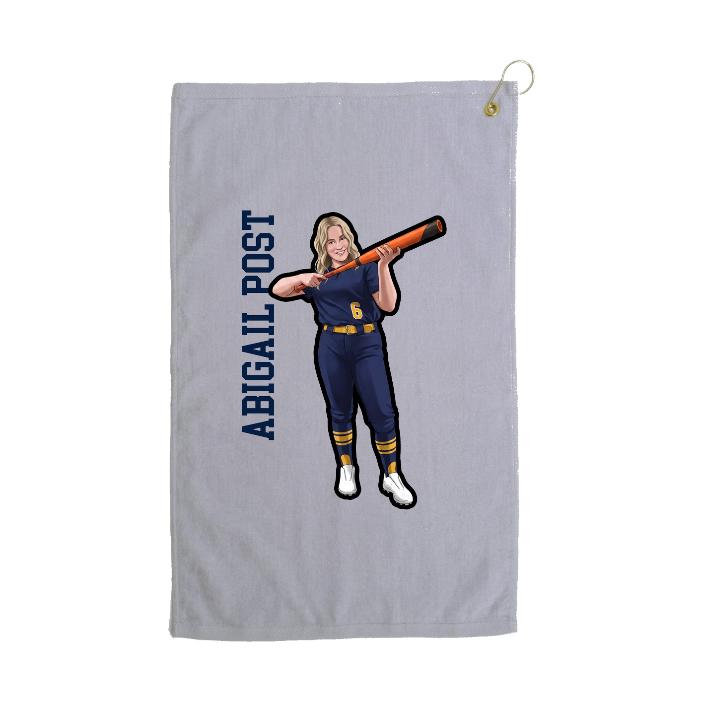 Golf Towel — Name Vertical in Grey