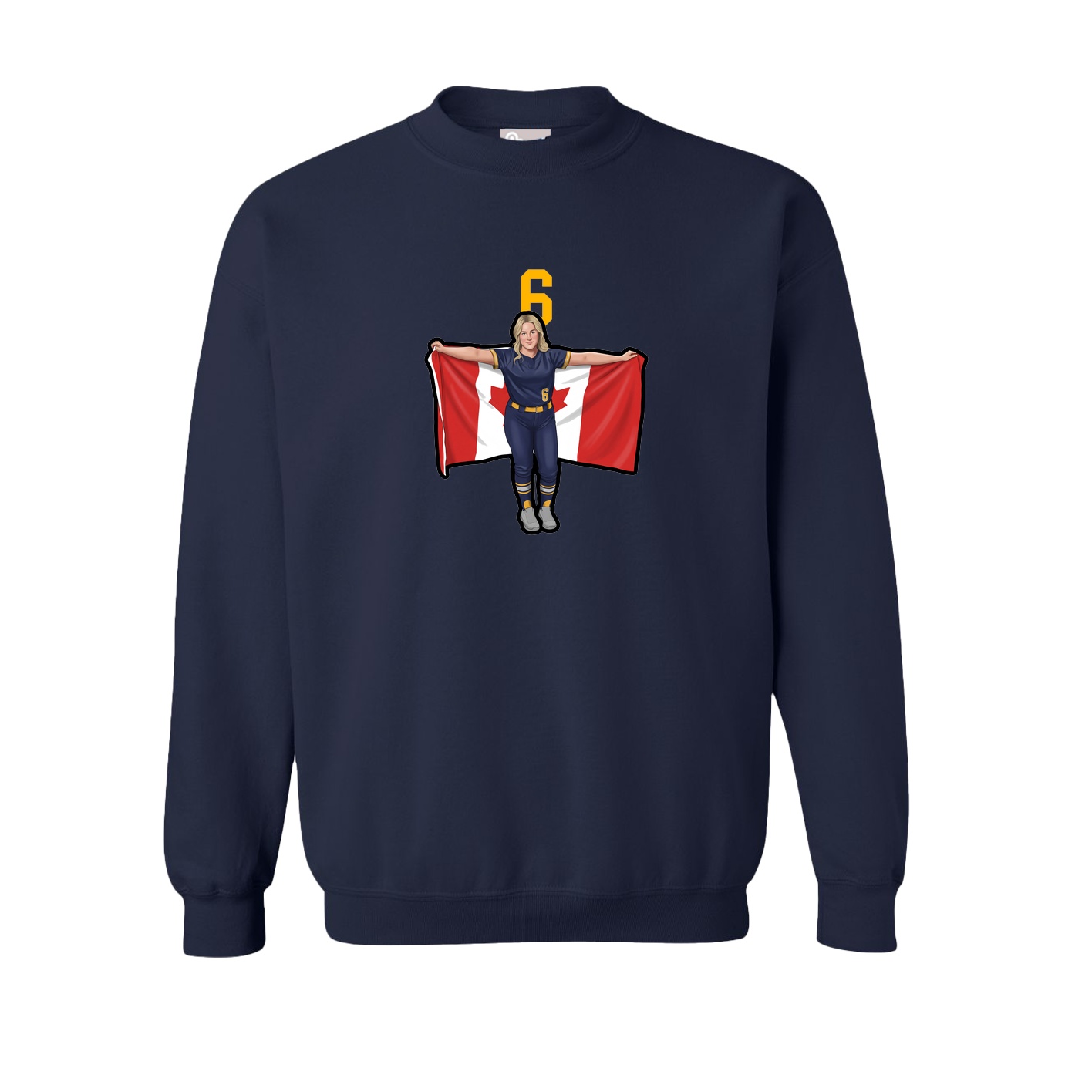 Fleece Crew — Number Top in Navy