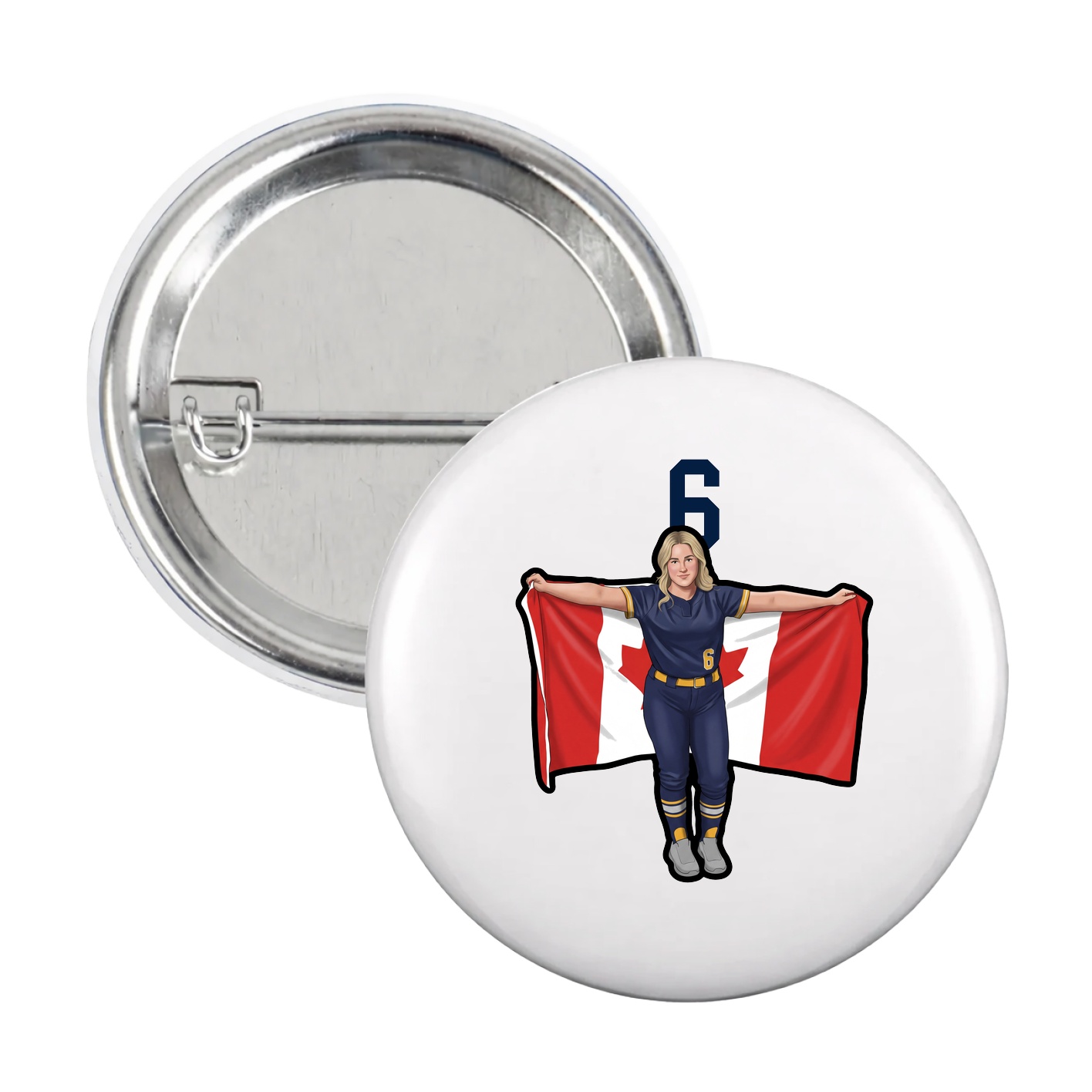 Game Day Button — Number Top in White