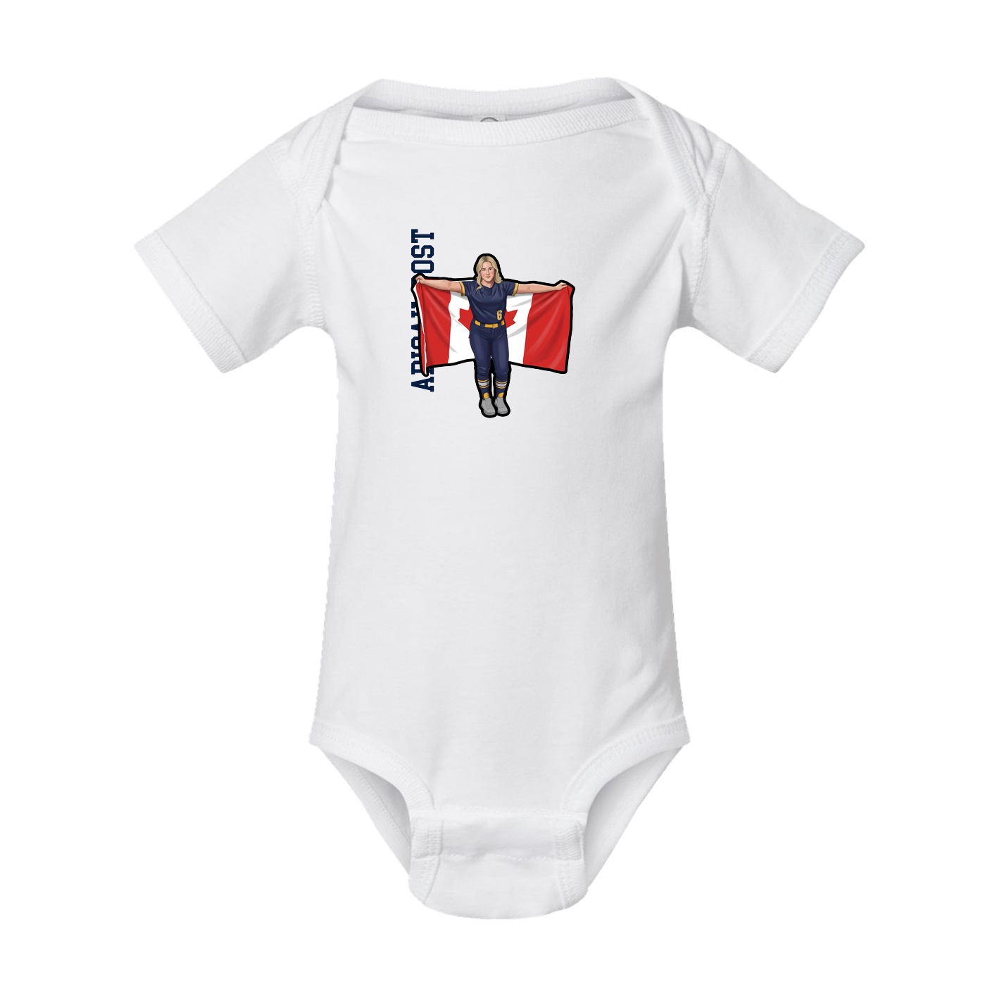 Baby Onesie — Name Vertical in White