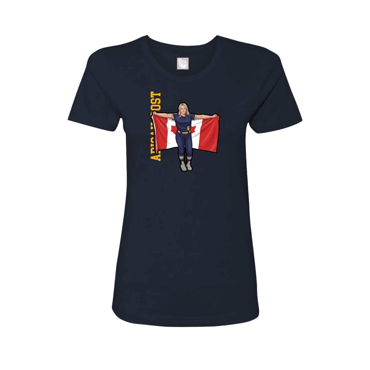 Fitted Women's Tee — Name Vertical in Navy