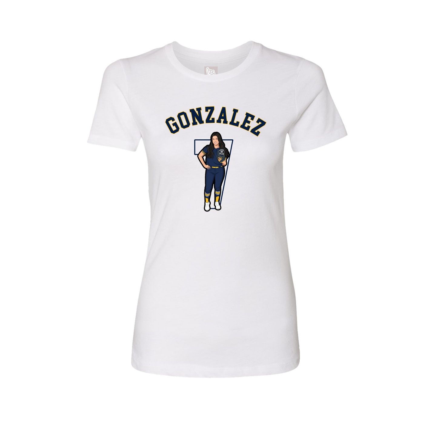 Fitted Women's Tee — Shirsey Arch in White