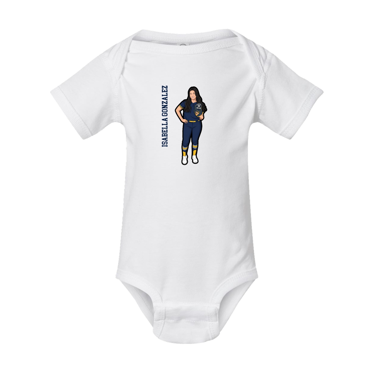 Baby Onesie — Name Vertical in White