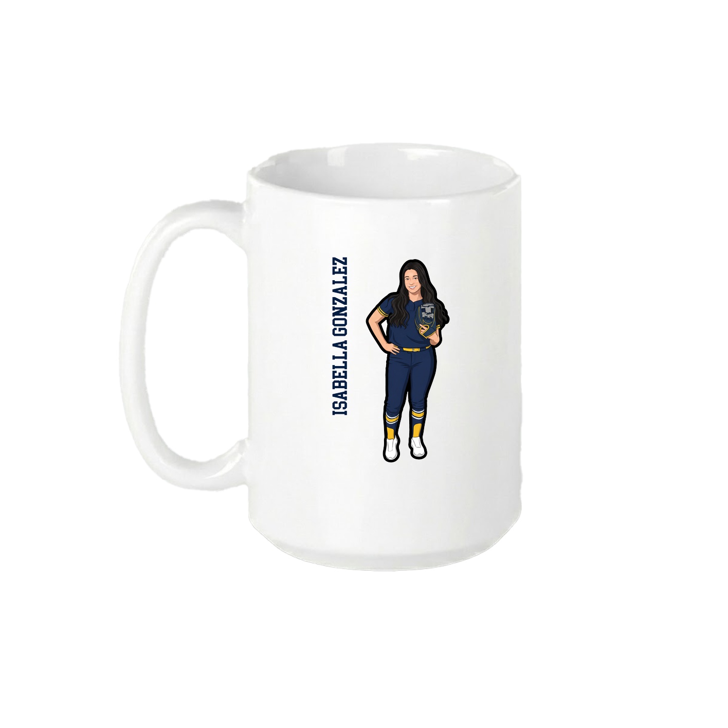 15oz Coffee Mug — Name Vertical in White