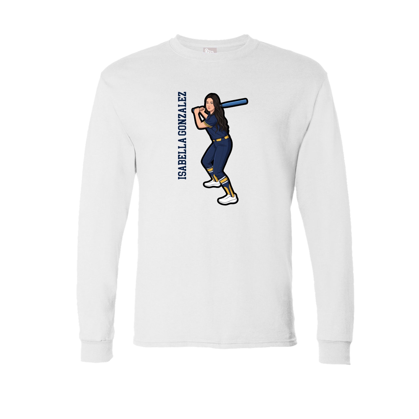 Long Sleeve Tee — Name Vertical in White