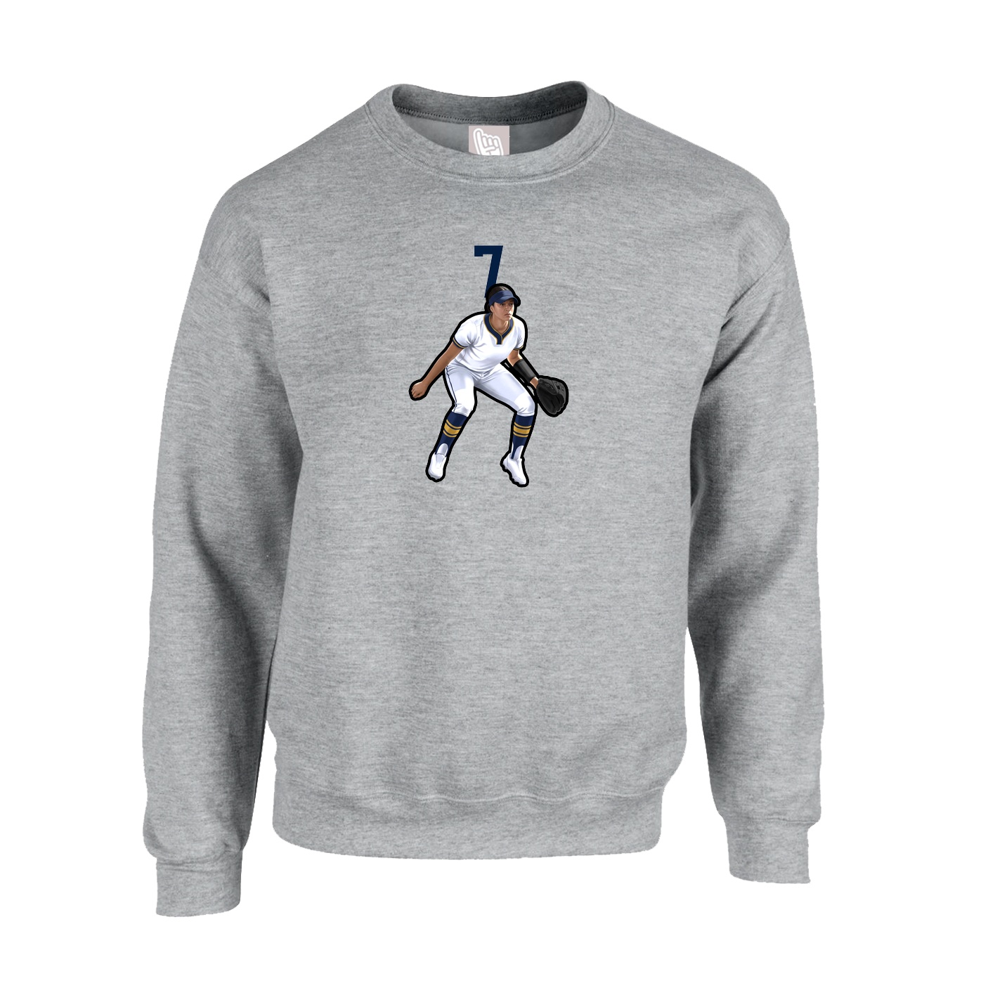 Fleece Crew — Number Top in Grey