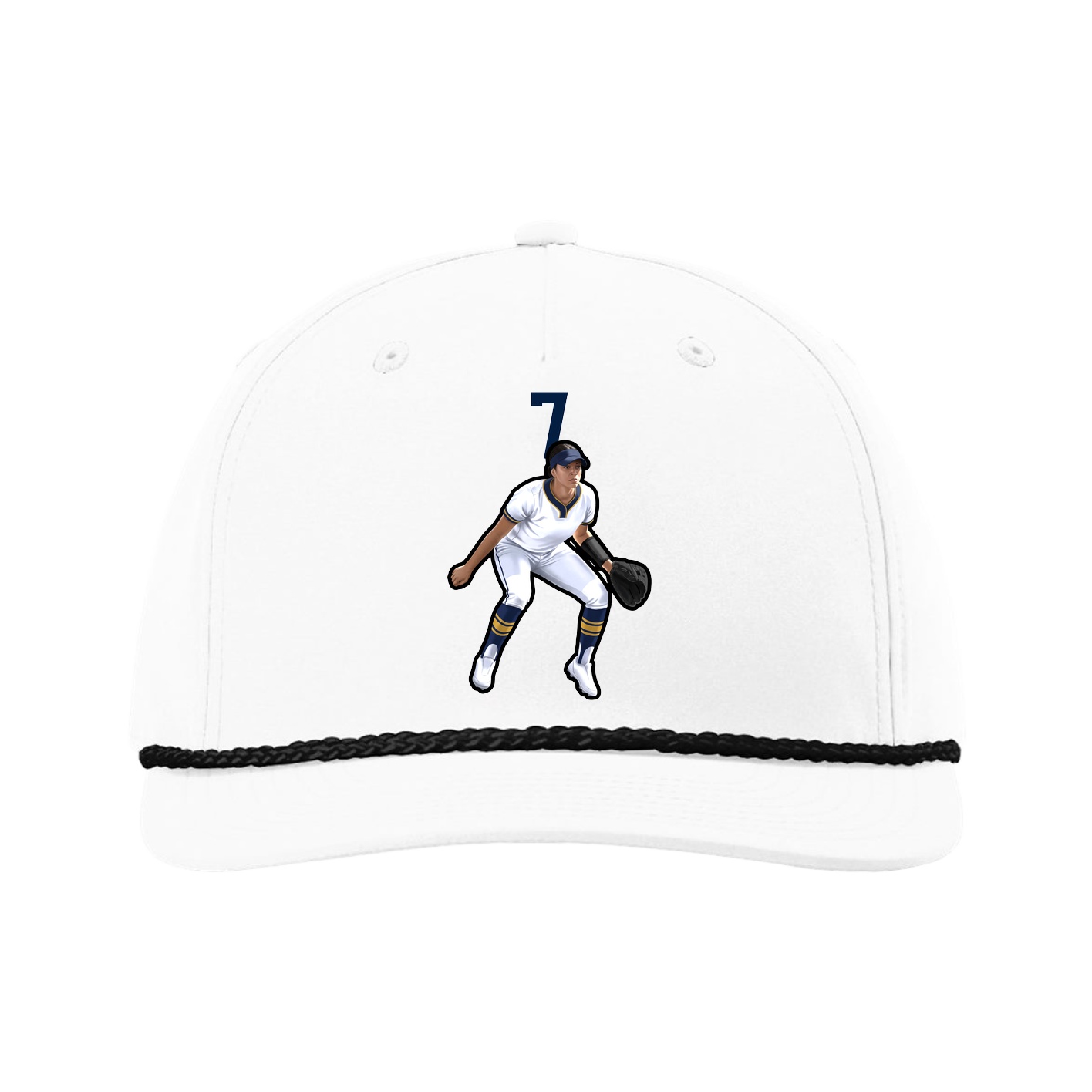 Five-Panel Classic Rope Cap — Number Top in White