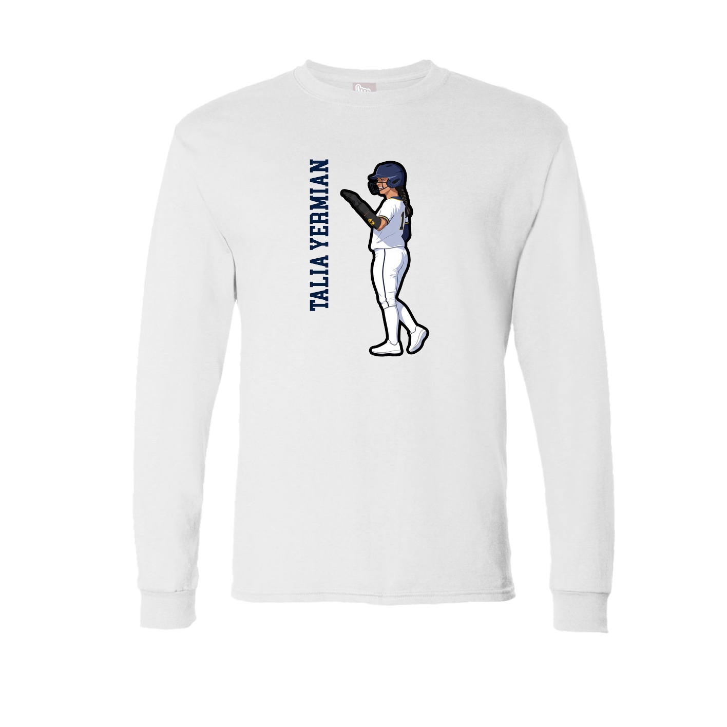 Long Sleeve Tee — Name Vertical in White