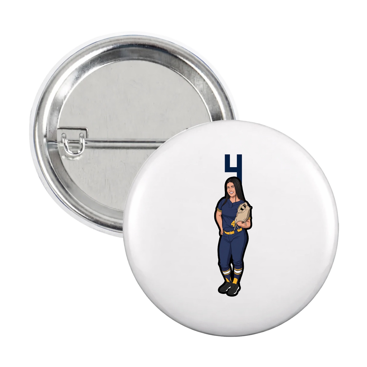 Game Day Button — Number Top in White