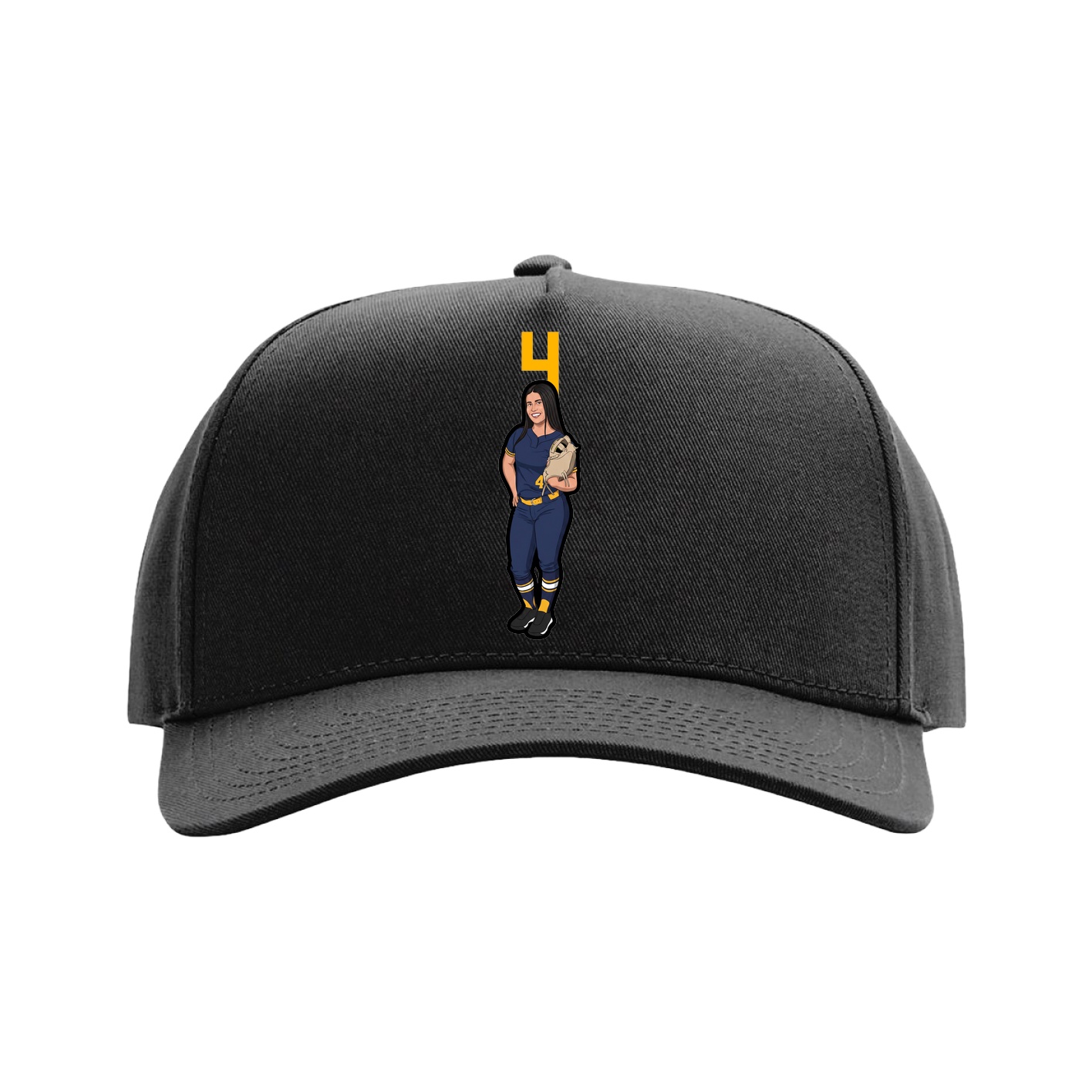 Full Fabric Five-Panel Champ Cap — Number Top in Black