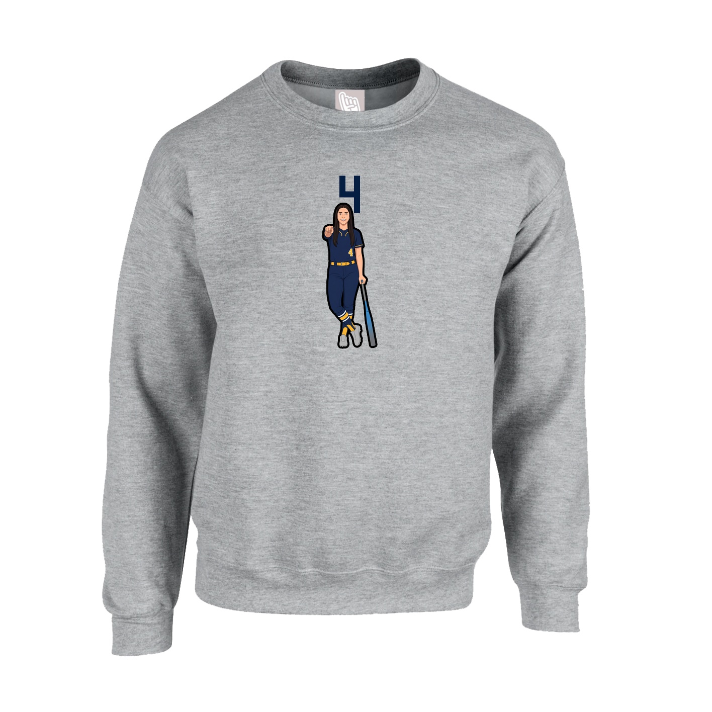 Fleece Crew — Number Top in Grey