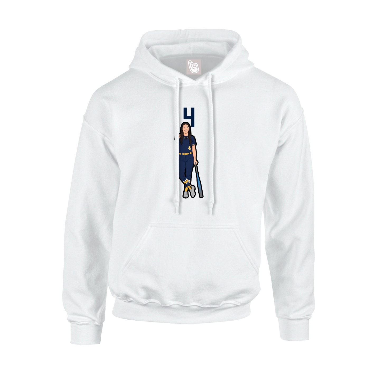 Youth Hoodie — Number Top in White