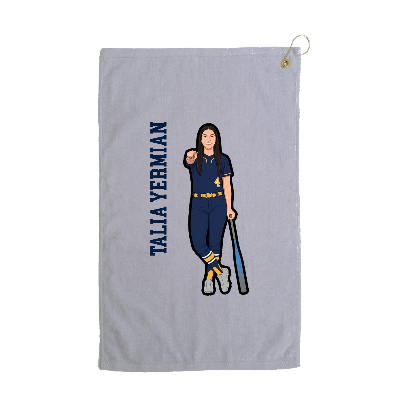 Golf Towel — Name Vertical in Grey