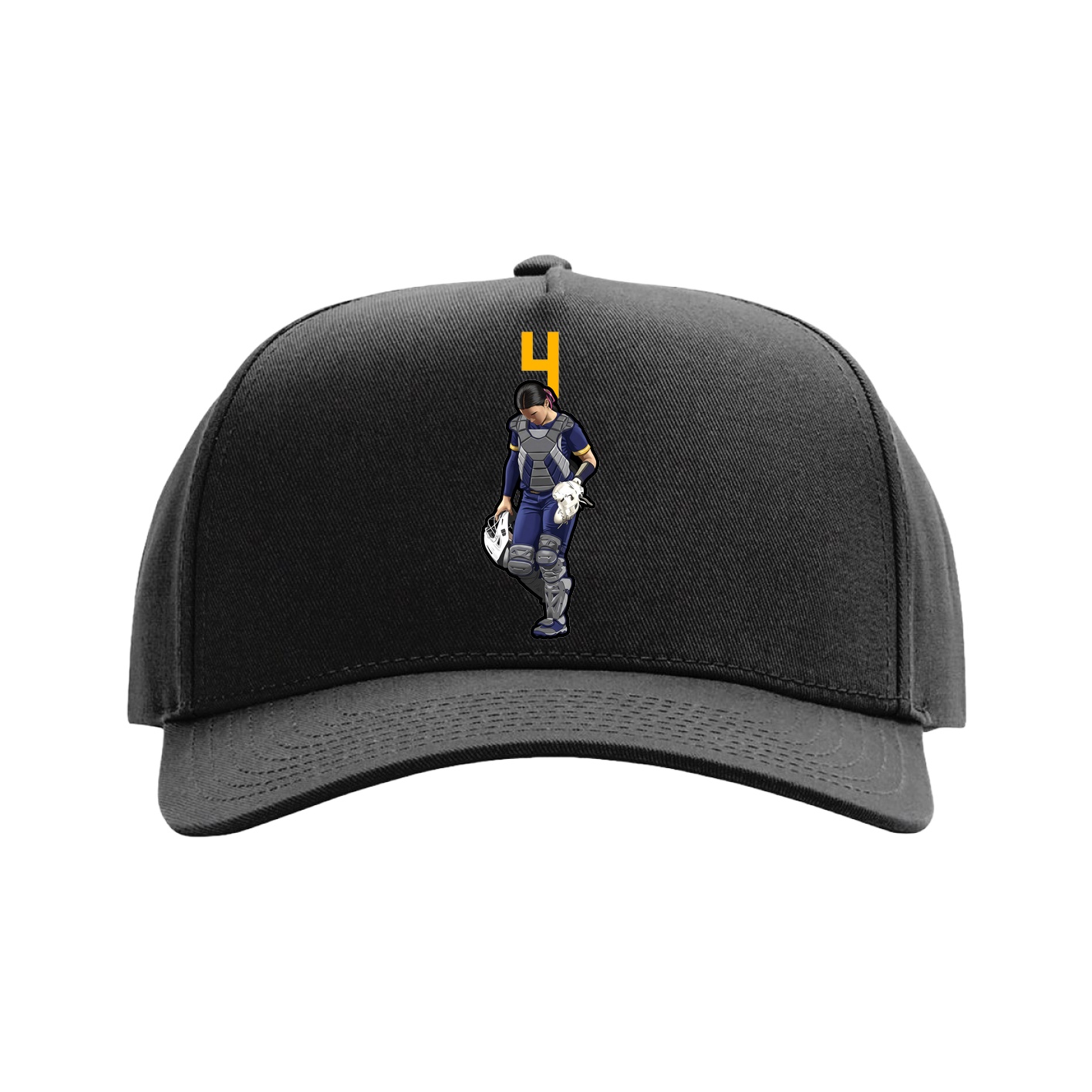 Full Fabric Five-Panel Champ Cap — Number Top in Black